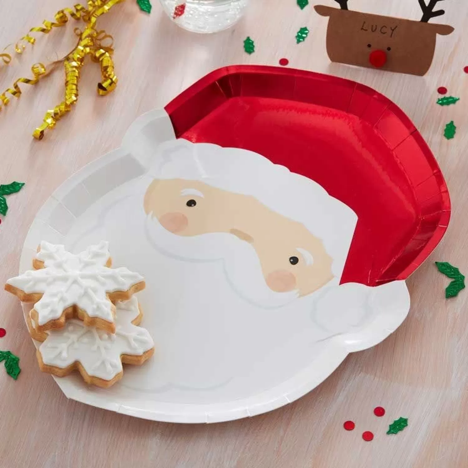 Santa Shaped Paper Plates 30Cm (8Pk)<Party Delights Sale