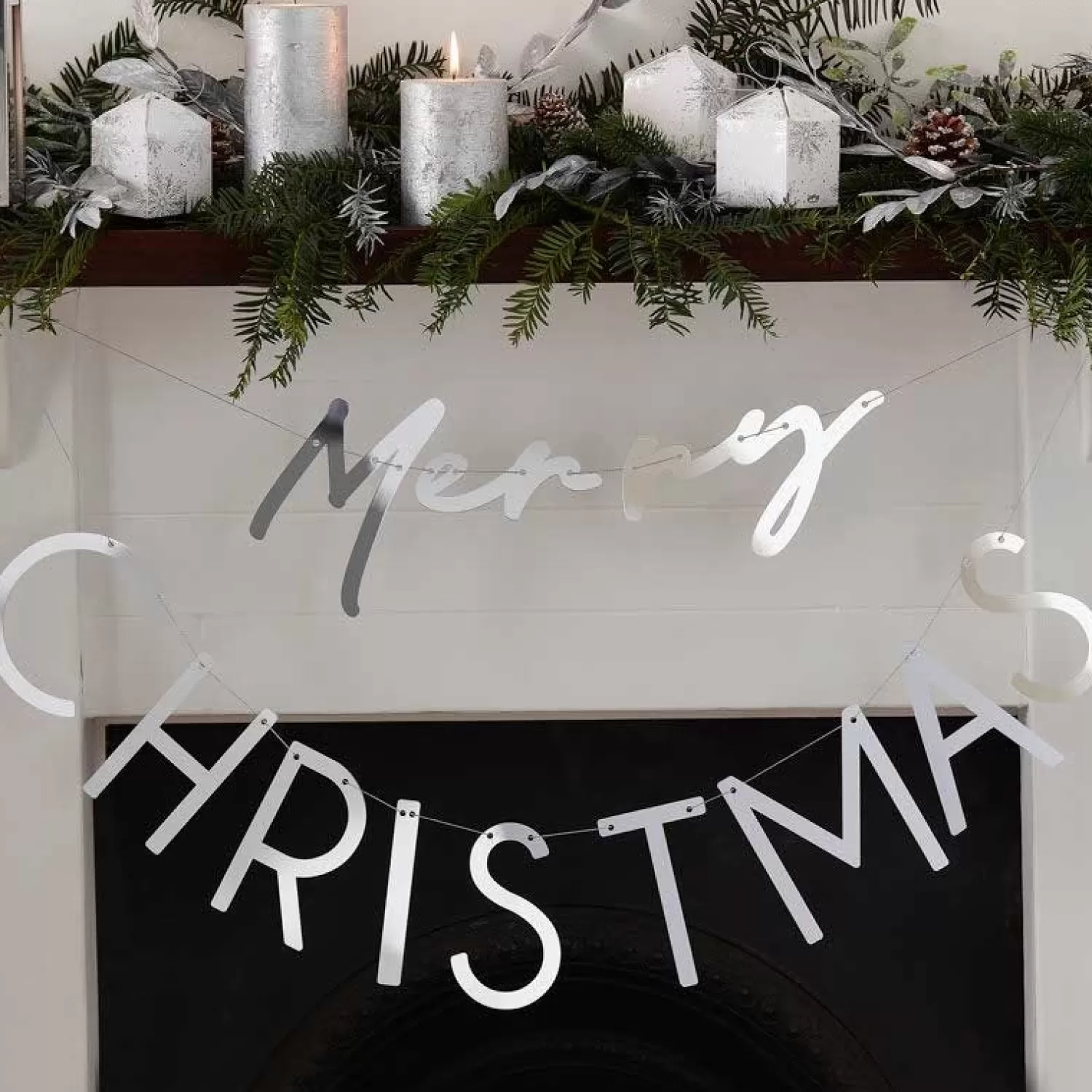 Silver Acrylic Merry Christmas Banner - 82Cm<Party Delights Fashion