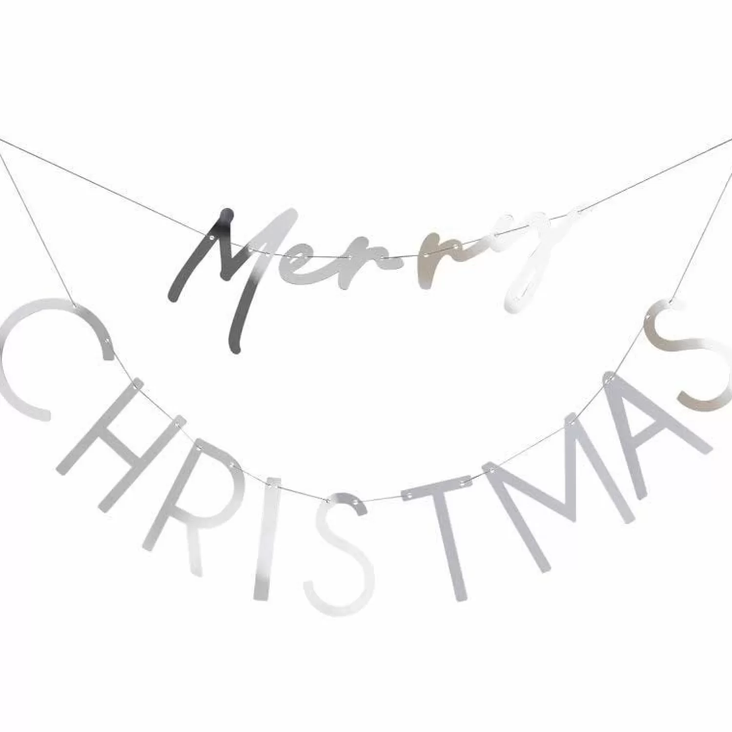 Silver Acrylic Merry Christmas Banner - 82Cm<Party Delights Fashion