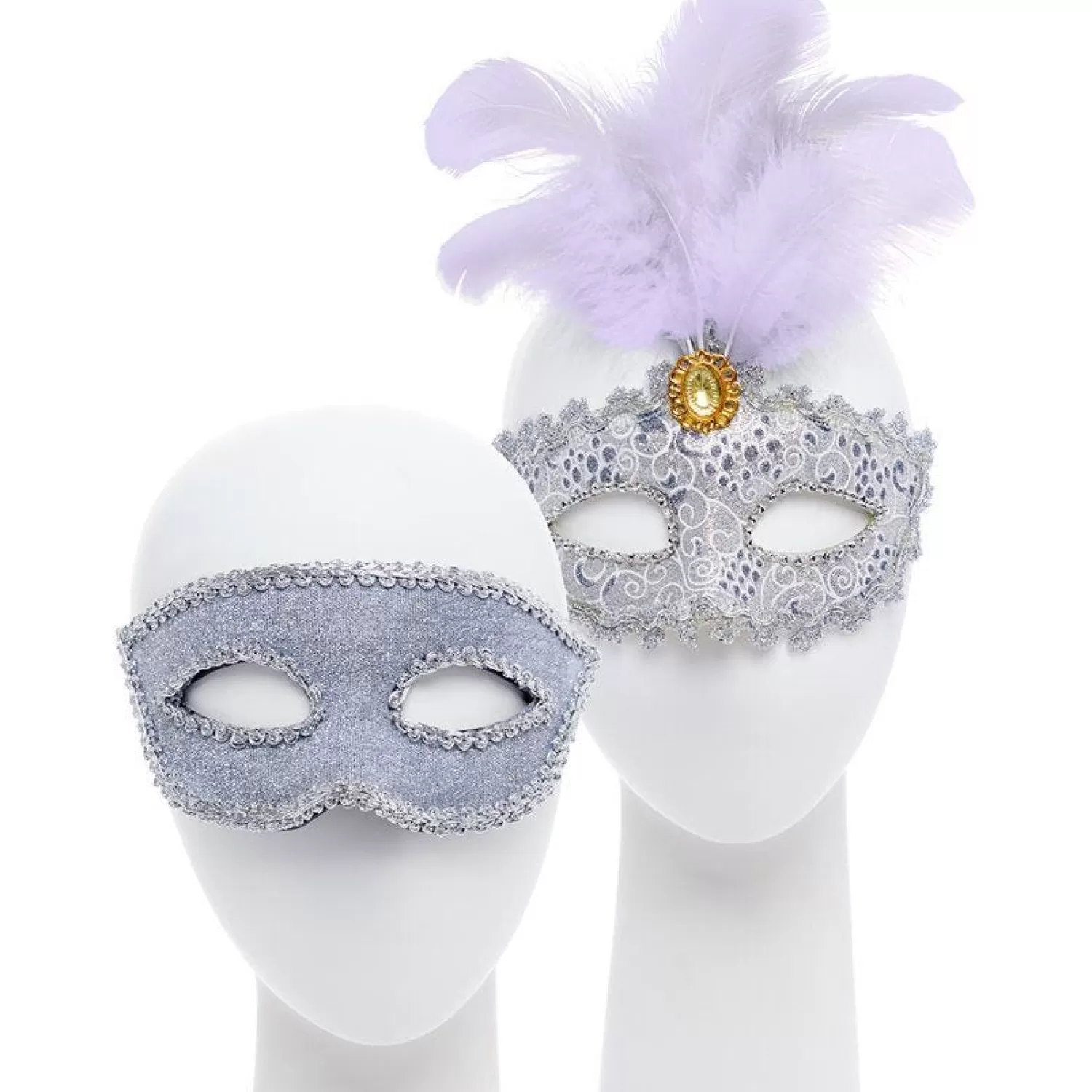 Flash Sale Party Delights Silver And Feather Masquerade Masks For Couples