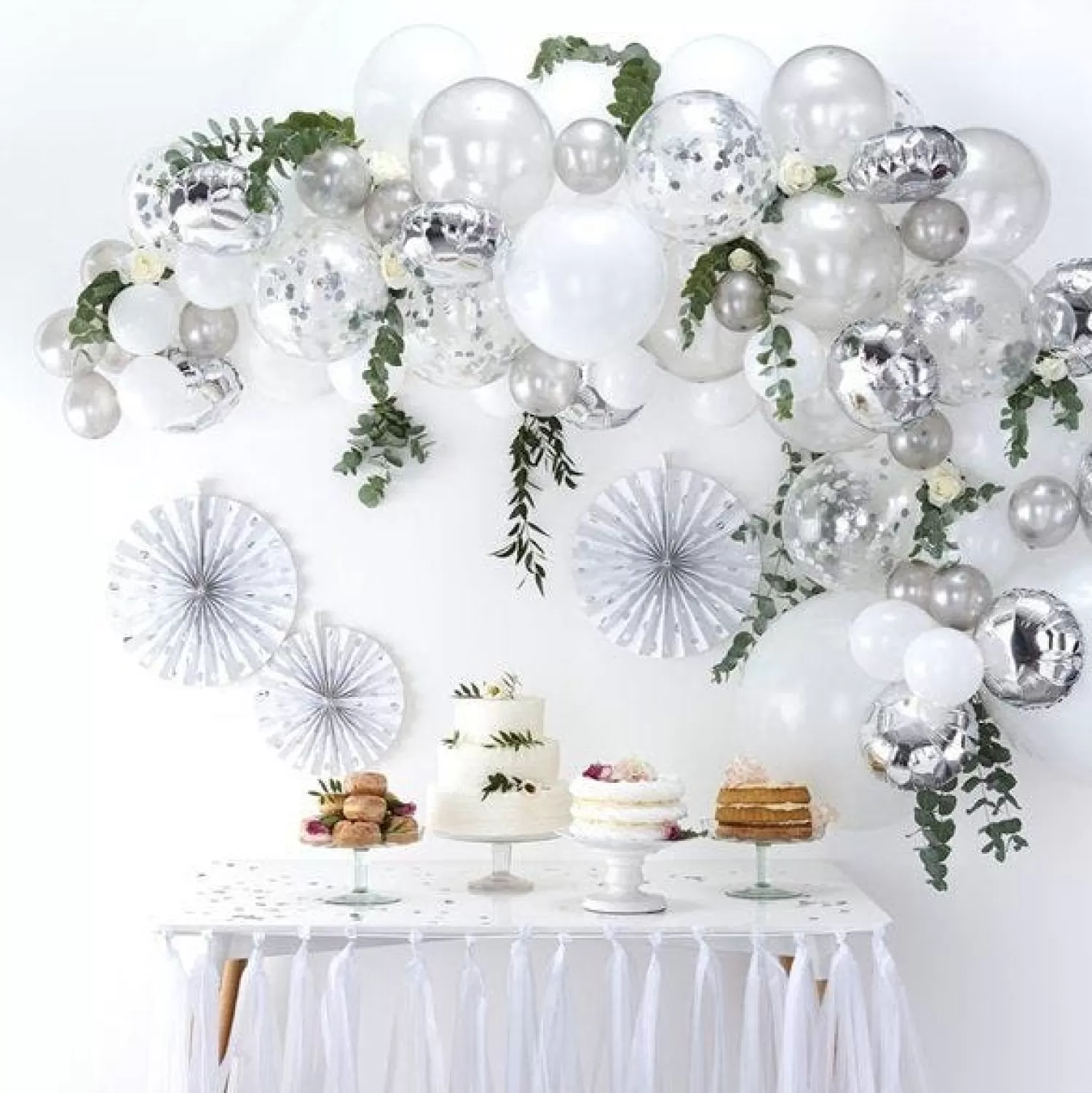 Store Party Delights Silver Balloon Arch - 70 Balloons