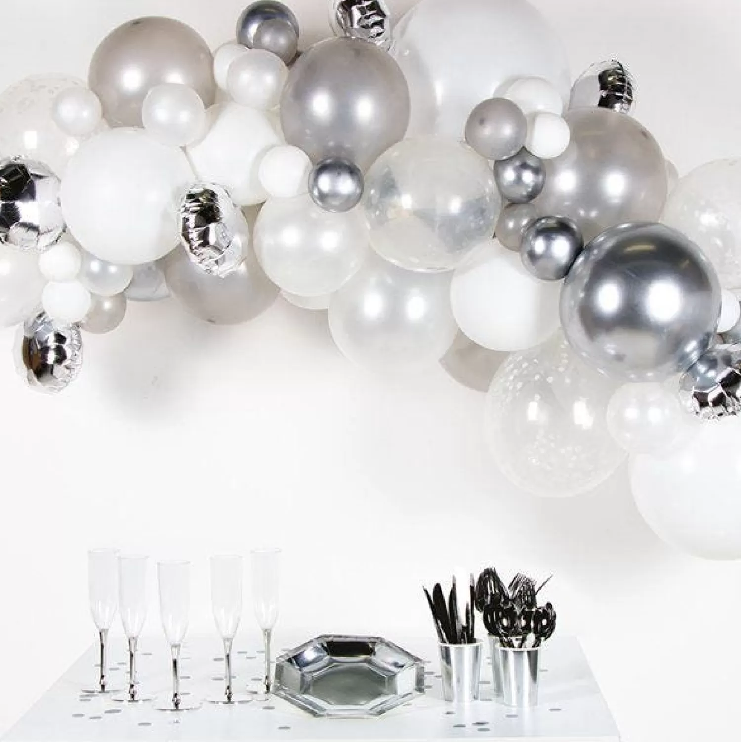 Fashion Party Delights Silver Balloon Arch Garland Diy Kit - 66 Balloons