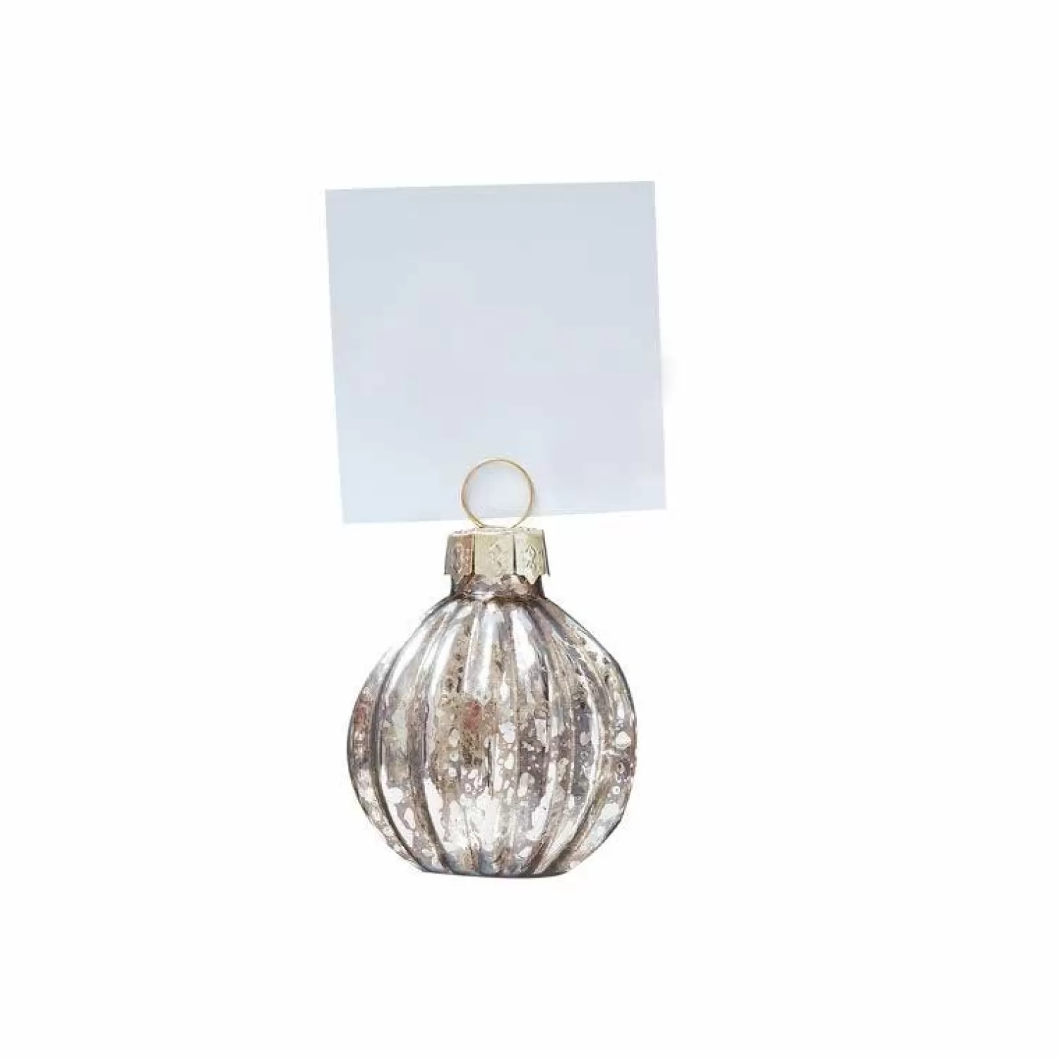 Silver Bauble Place Card Holder - 4Cm (6Pk)<Party Delights Clearance