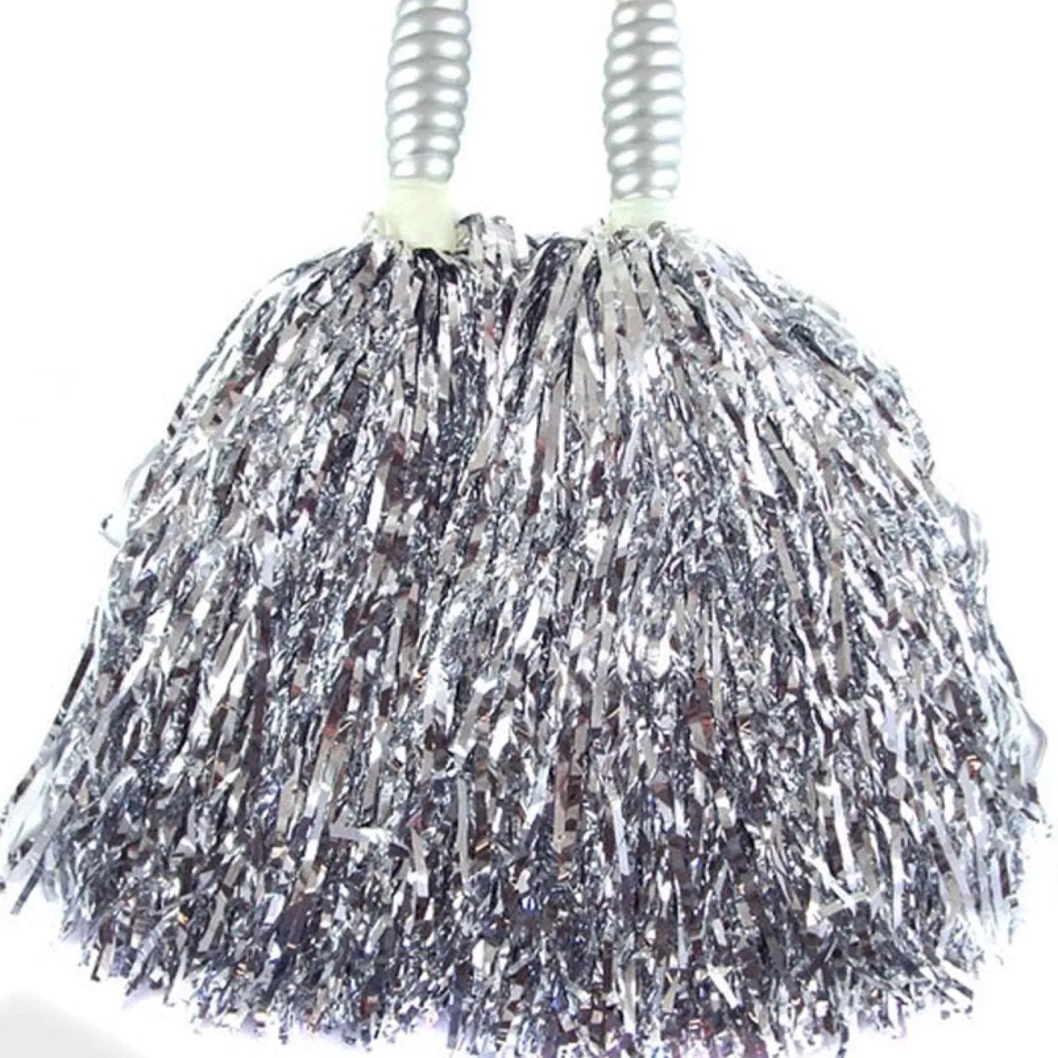 New Party Delights Silver Cheerleading Pom Poms - Standard Tinsel (2Pk)