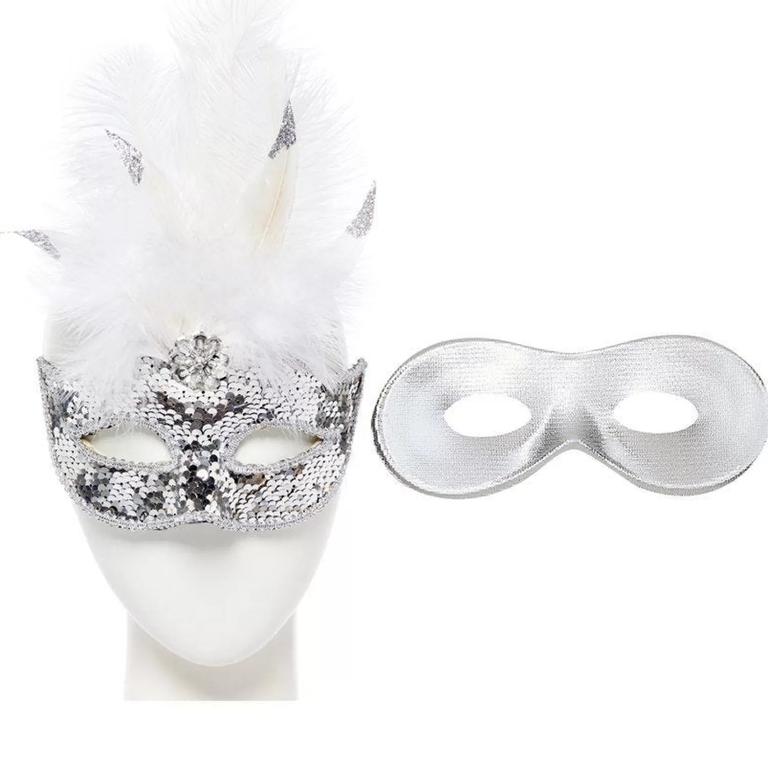 Discount Party Delights Silver Feather Masquerade Masks For Couples