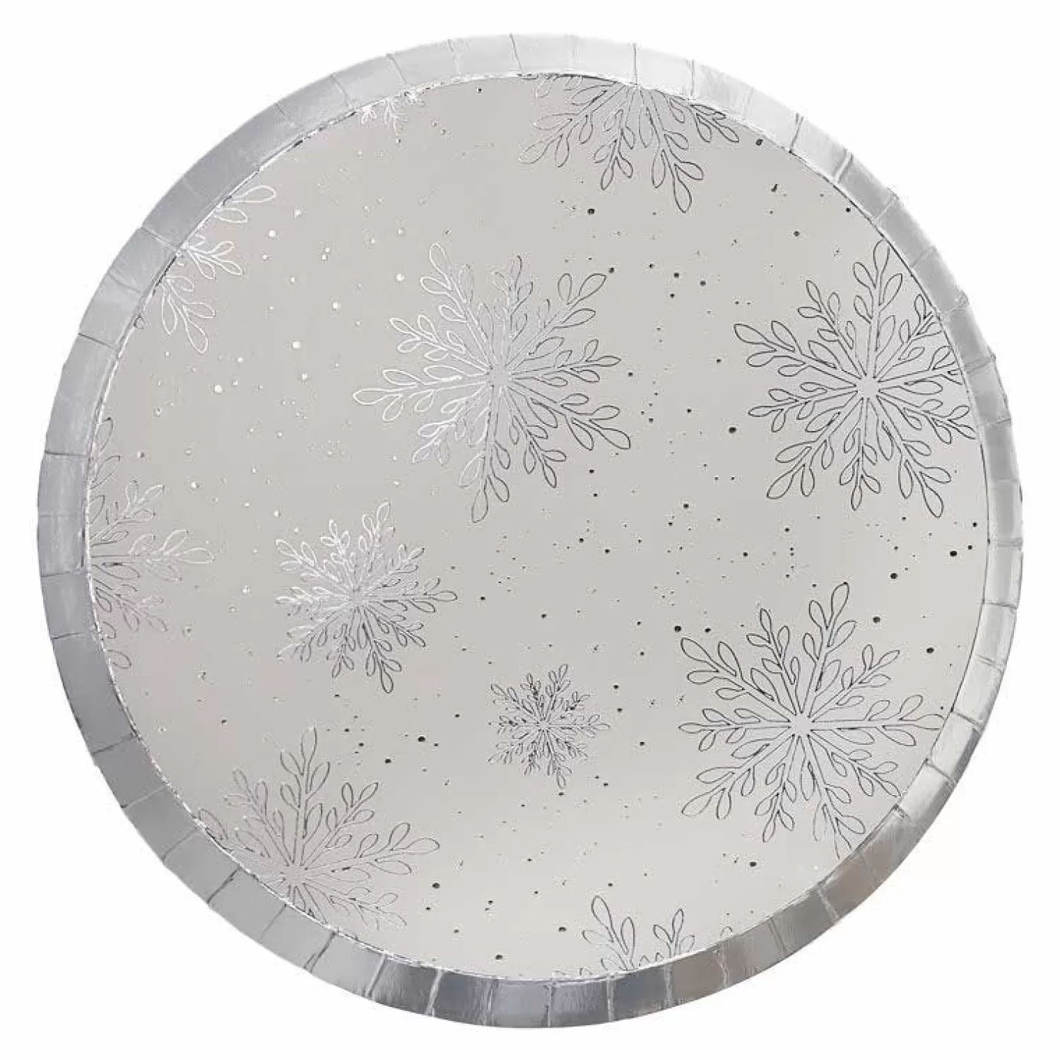 Silver Foil Snowflake Paper Plates - 25Cm (8Pk)<Party Delights Cheap