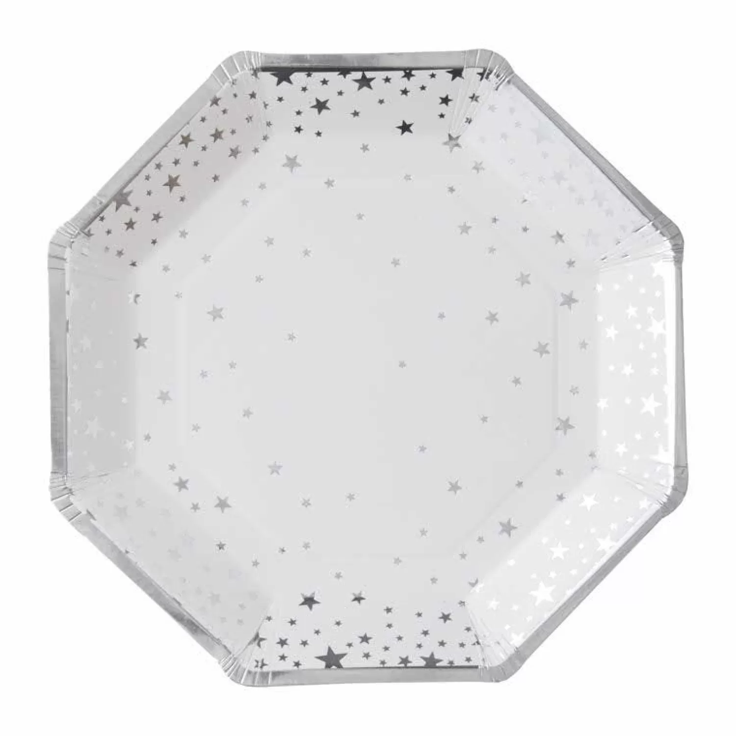 Silver Foil Star Paper Plates - 23Cm (8Pk)<Party Delights Outlet