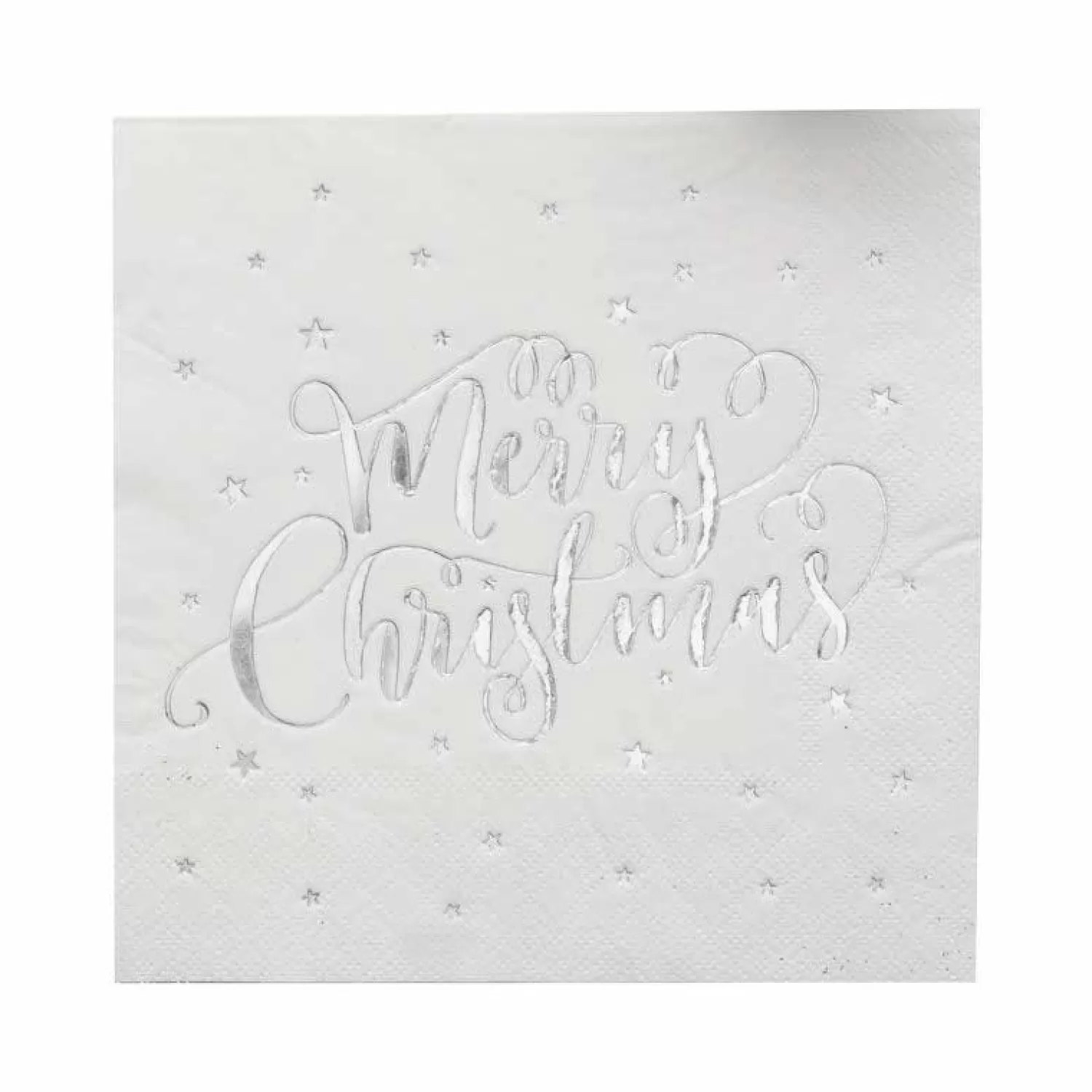 Silver Foiled Merry Christmas Paper Napkin - 33Cm (20Pk)<Party Delights Flash Sale