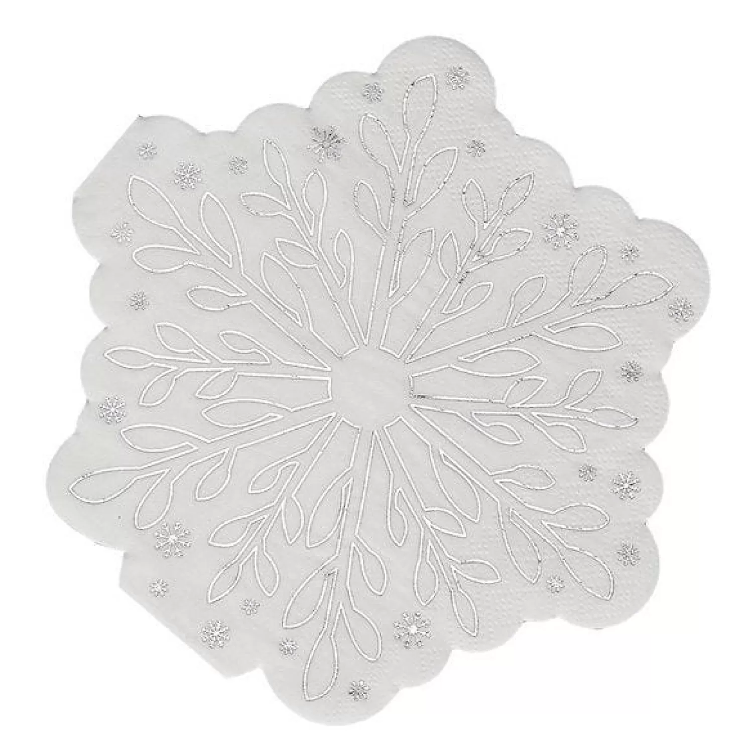 Silver Foiled Snowflake Shaped Paper Napkins (16Pk)<Party Delights New