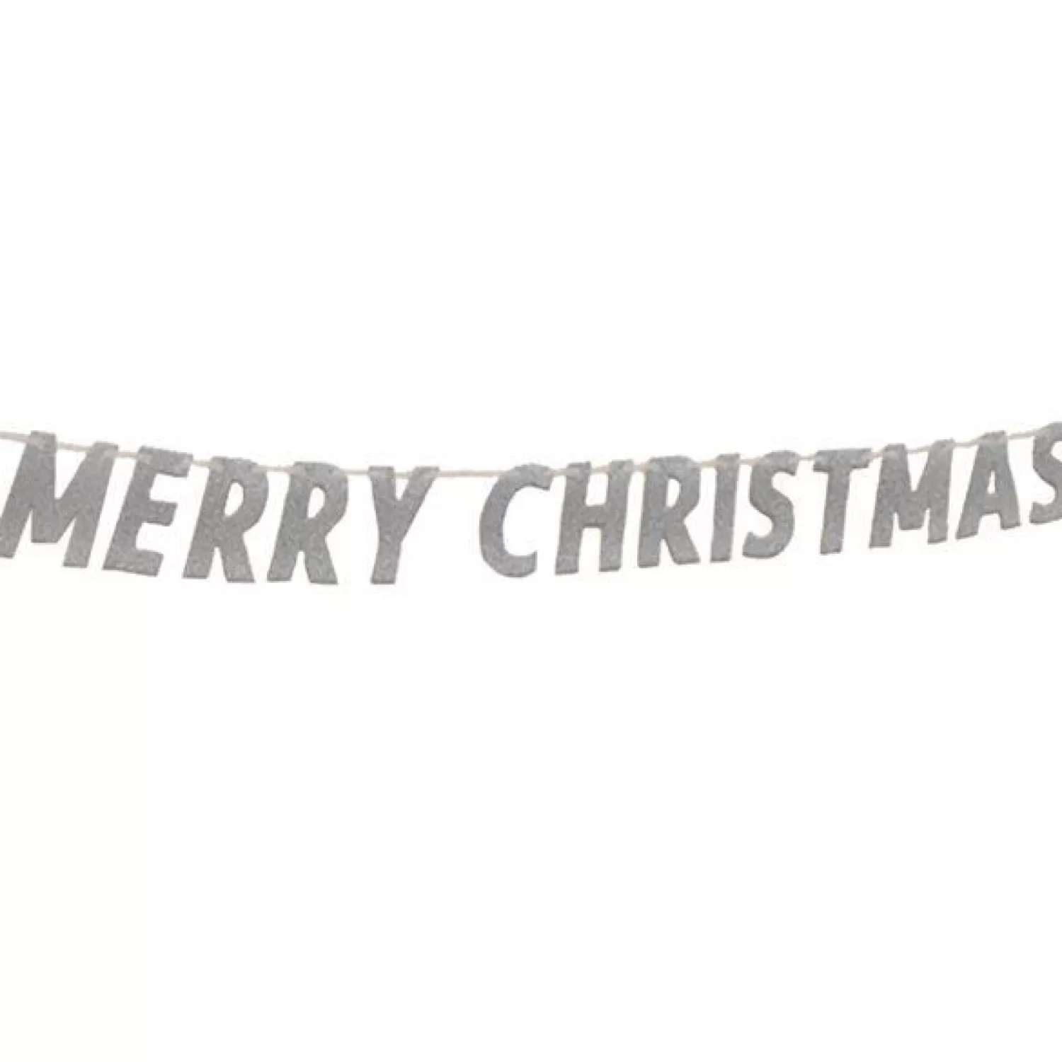 Silver Glitter 'Merry Christmas' Banner - 2.8M<Party Delights Discount