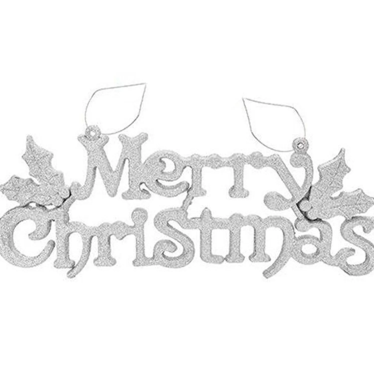 Silver Glitter Merry Christmas Sign - 39Cm X 15.5Cm<Party Delights New