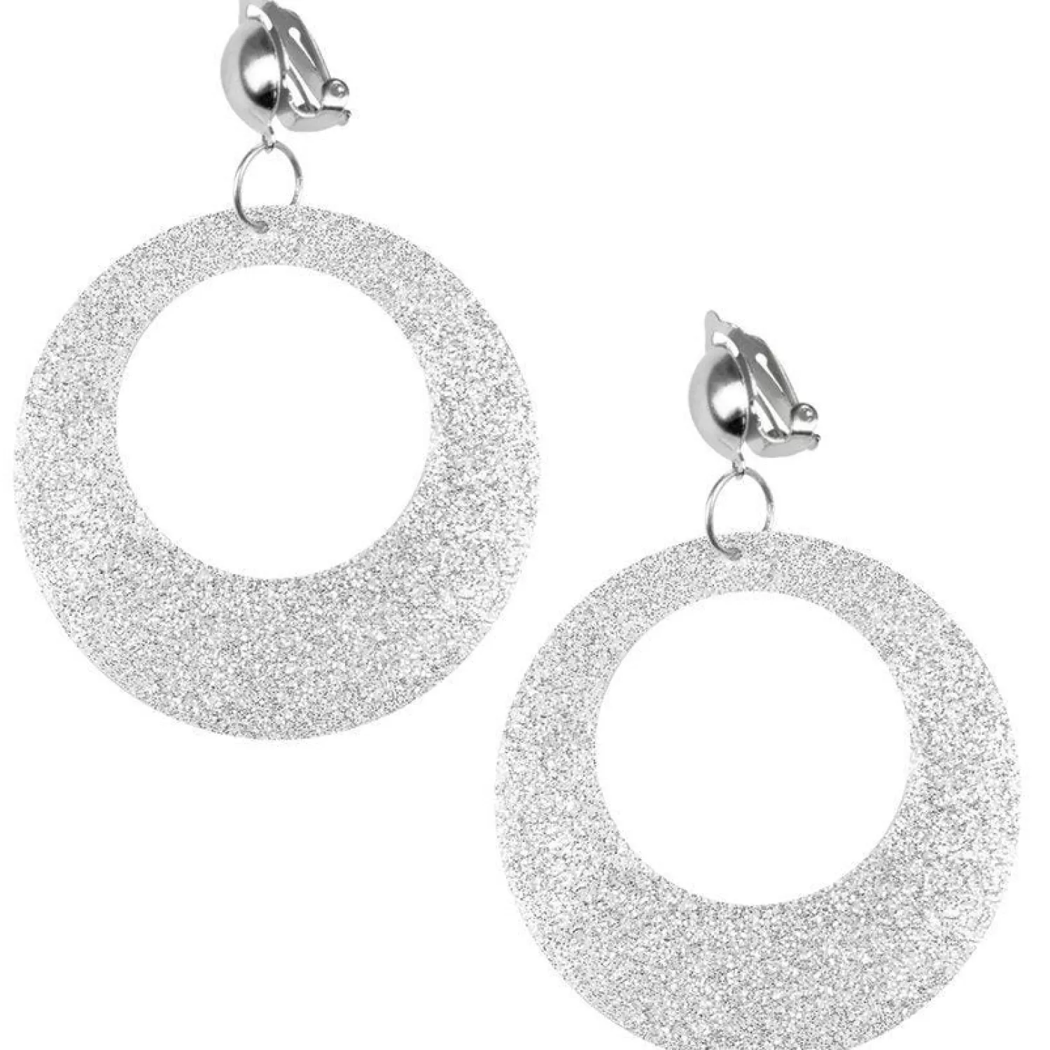 Fashion Party Delights Silver Glitter Mod Earrings