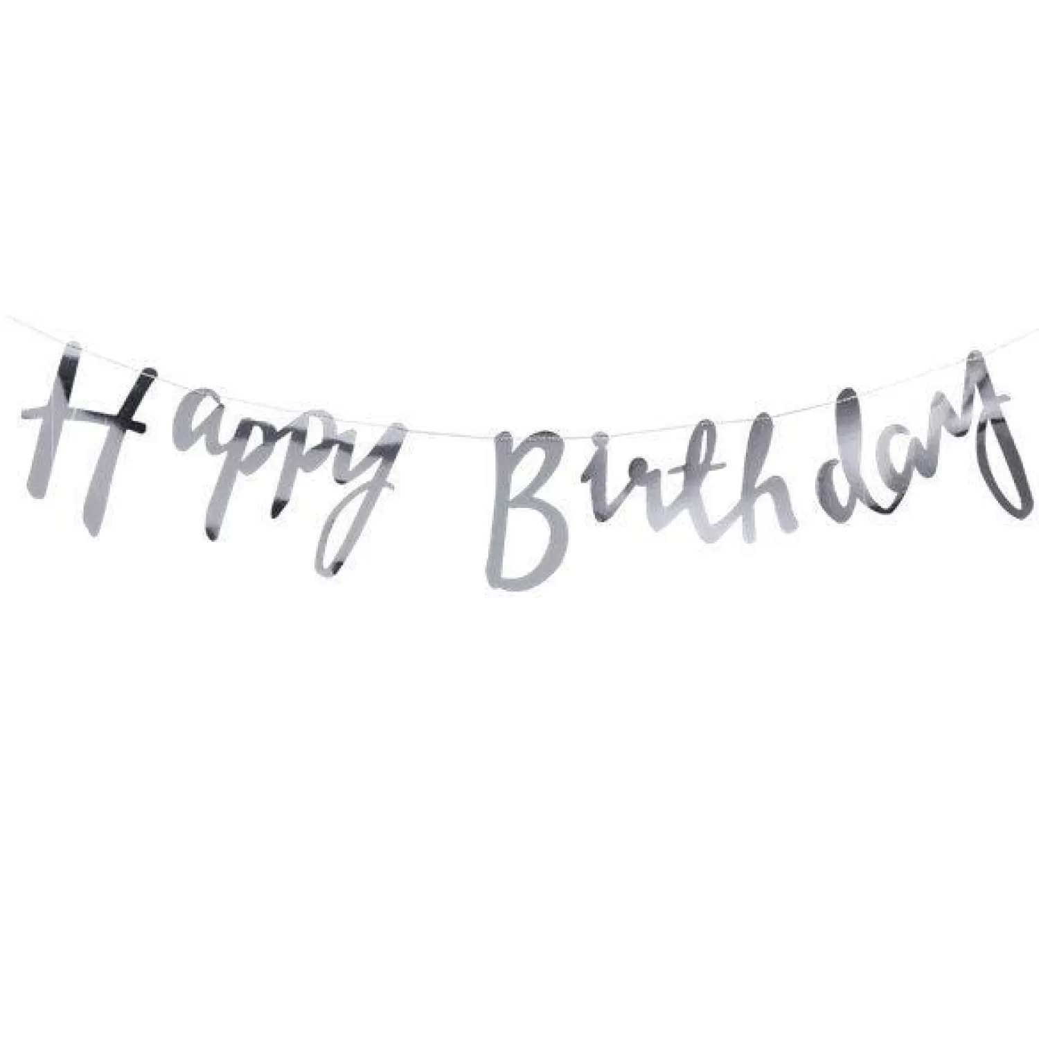 Hot Party Delights Silver 'Happy Birthday' Paper Banner - 1.5M