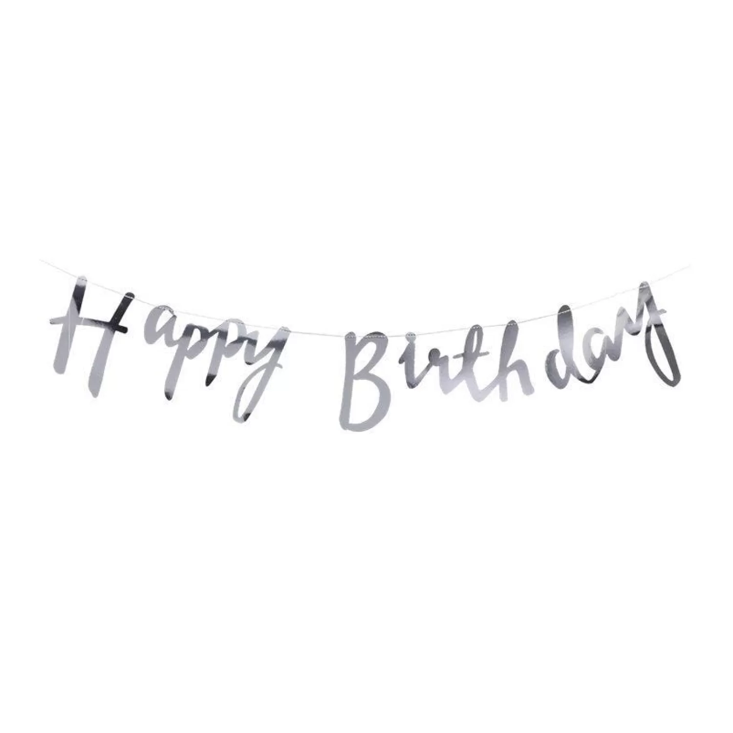 Hot Party Delights Silver 'Happy Birthday' Paper Banner - 1.5M