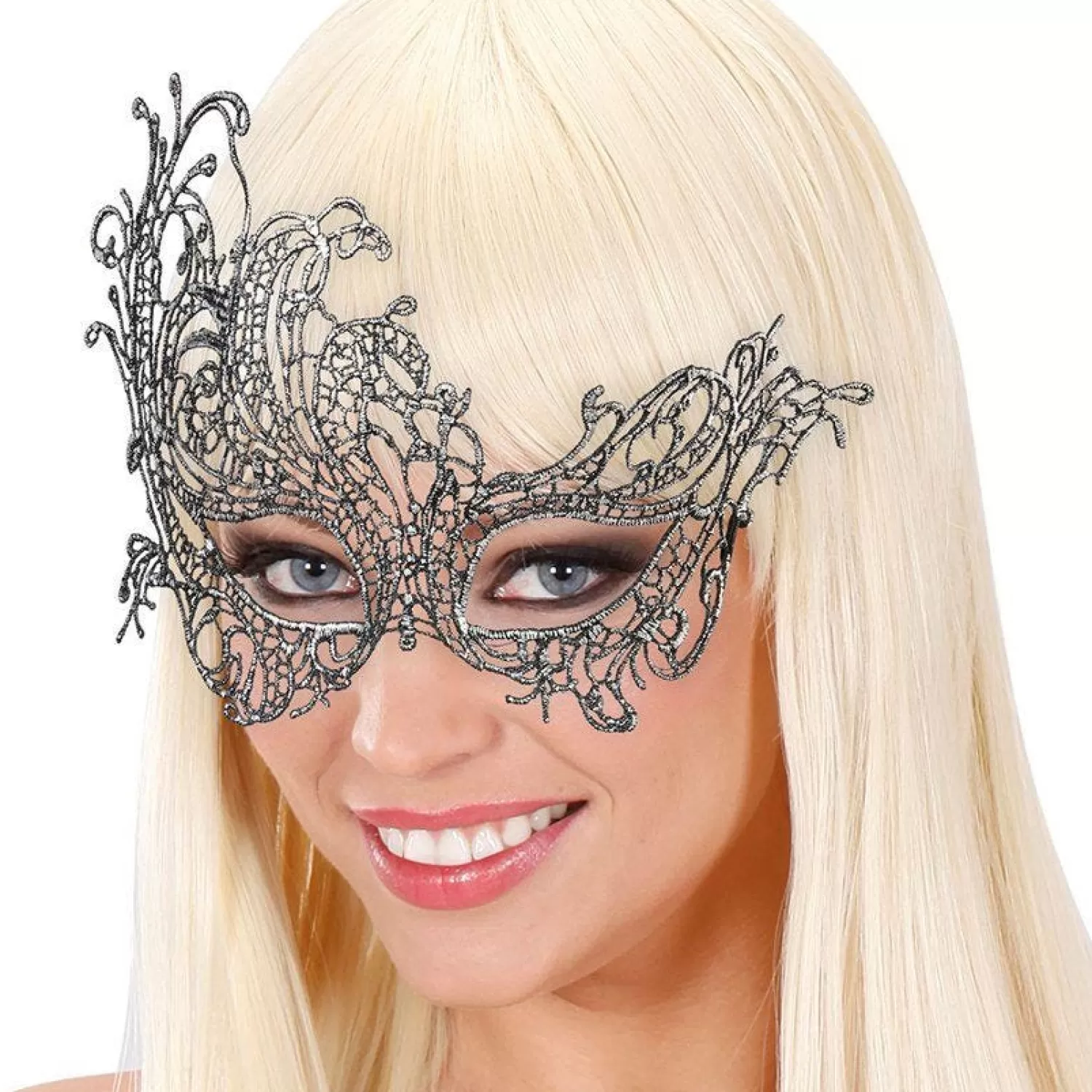 New Party Delights Silver Lace Masquerade Mask