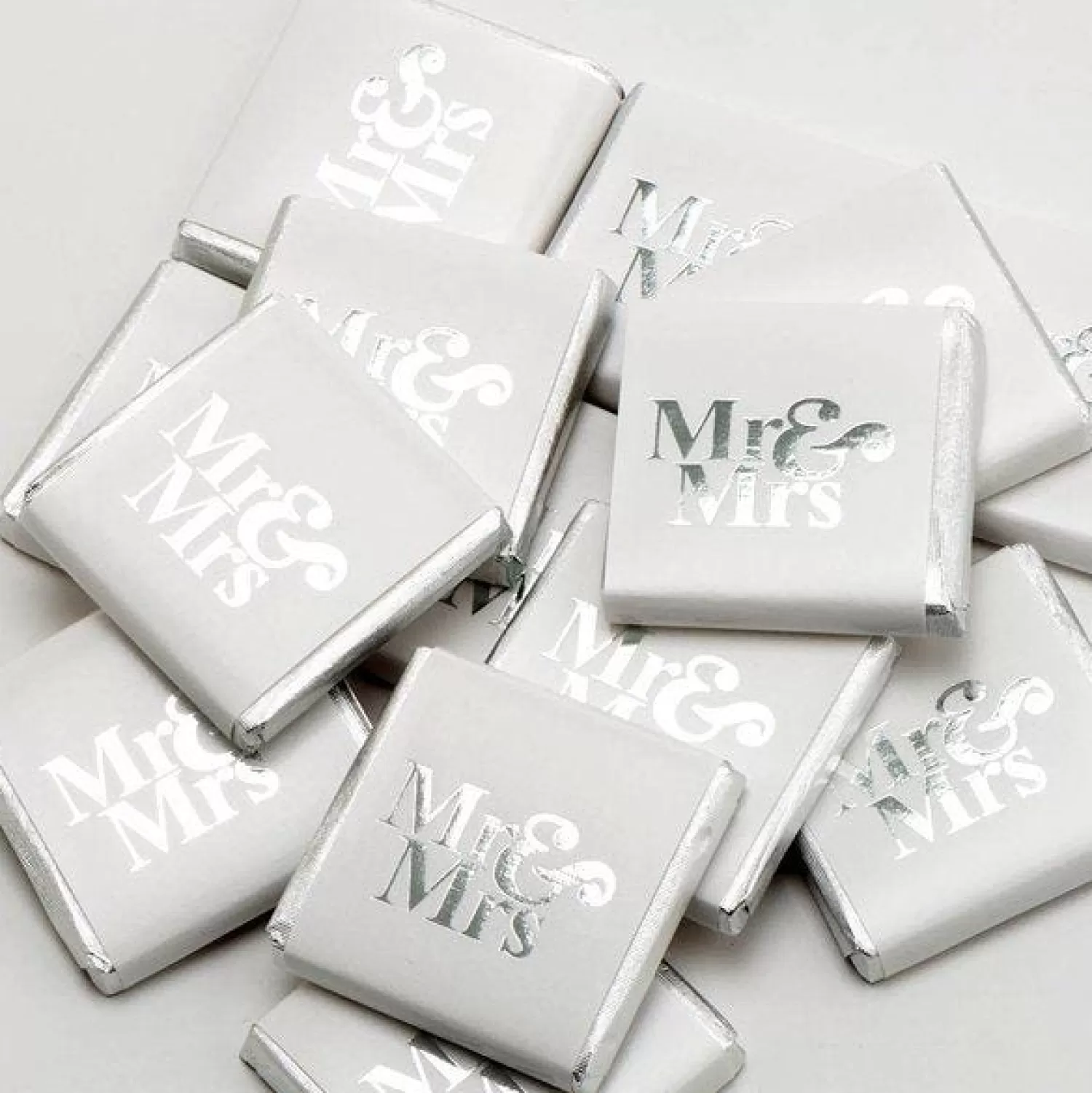 Cheap Party Delights Silver 'Mr & Mrs' Chocolate Neapolitans X50