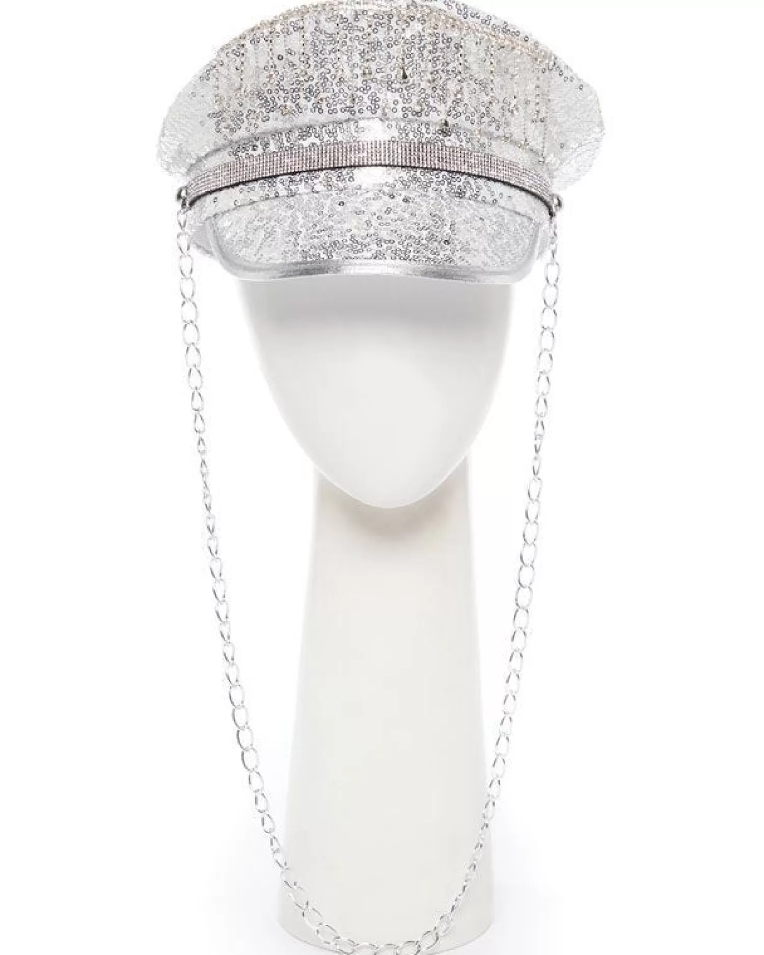 Cheap Party Delights Silver Sequin Biker Hat