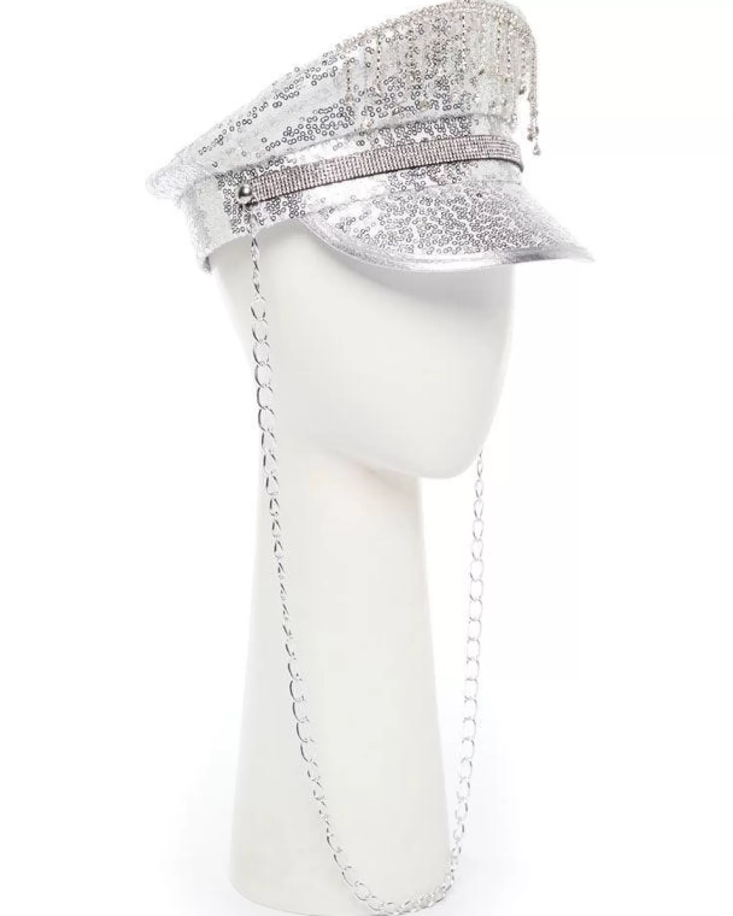 Cheap Party Delights Silver Sequin Biker Hat