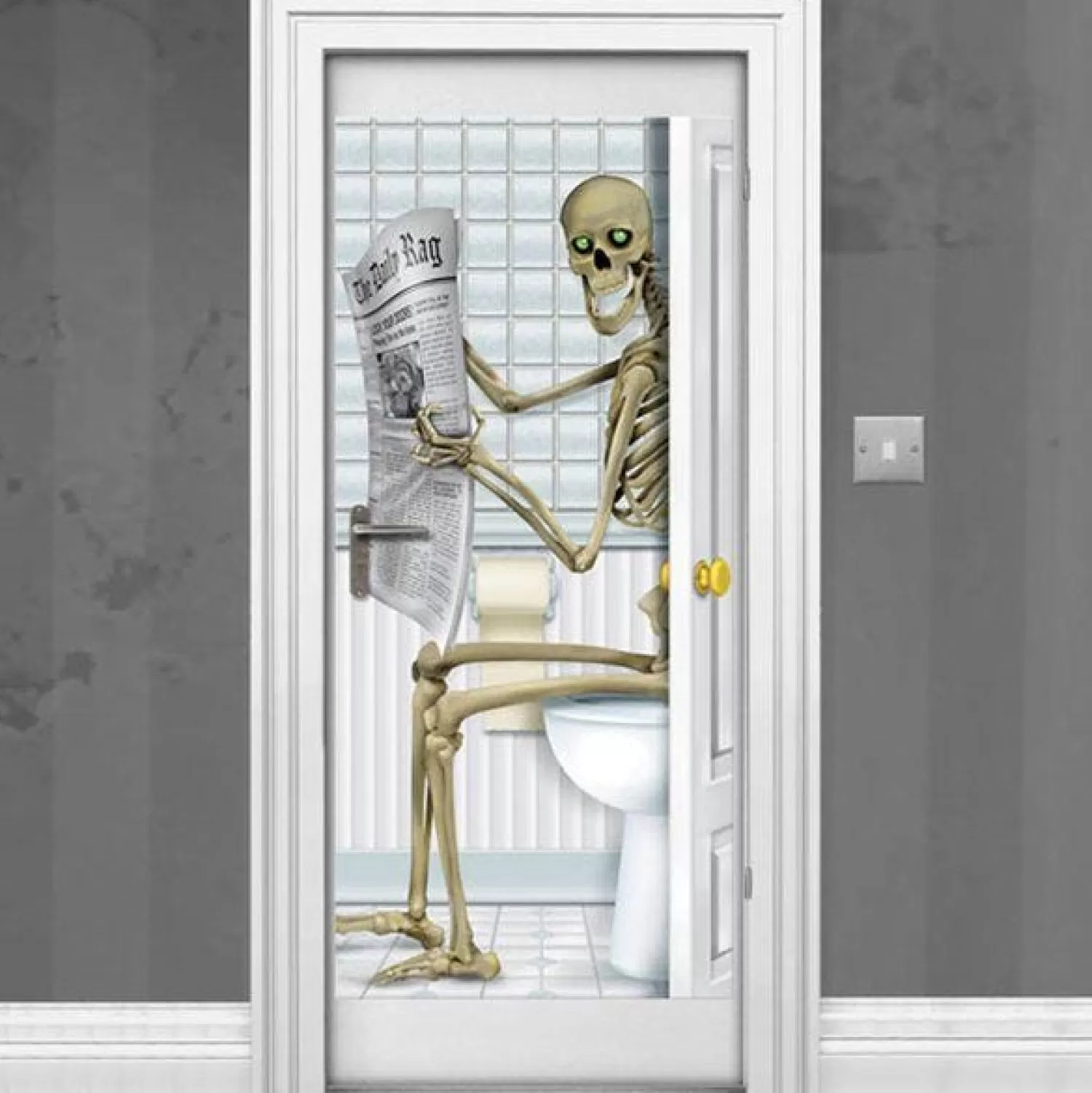 Skeleton Bathroom Door Decoration - 1.5M<Party Delights Online