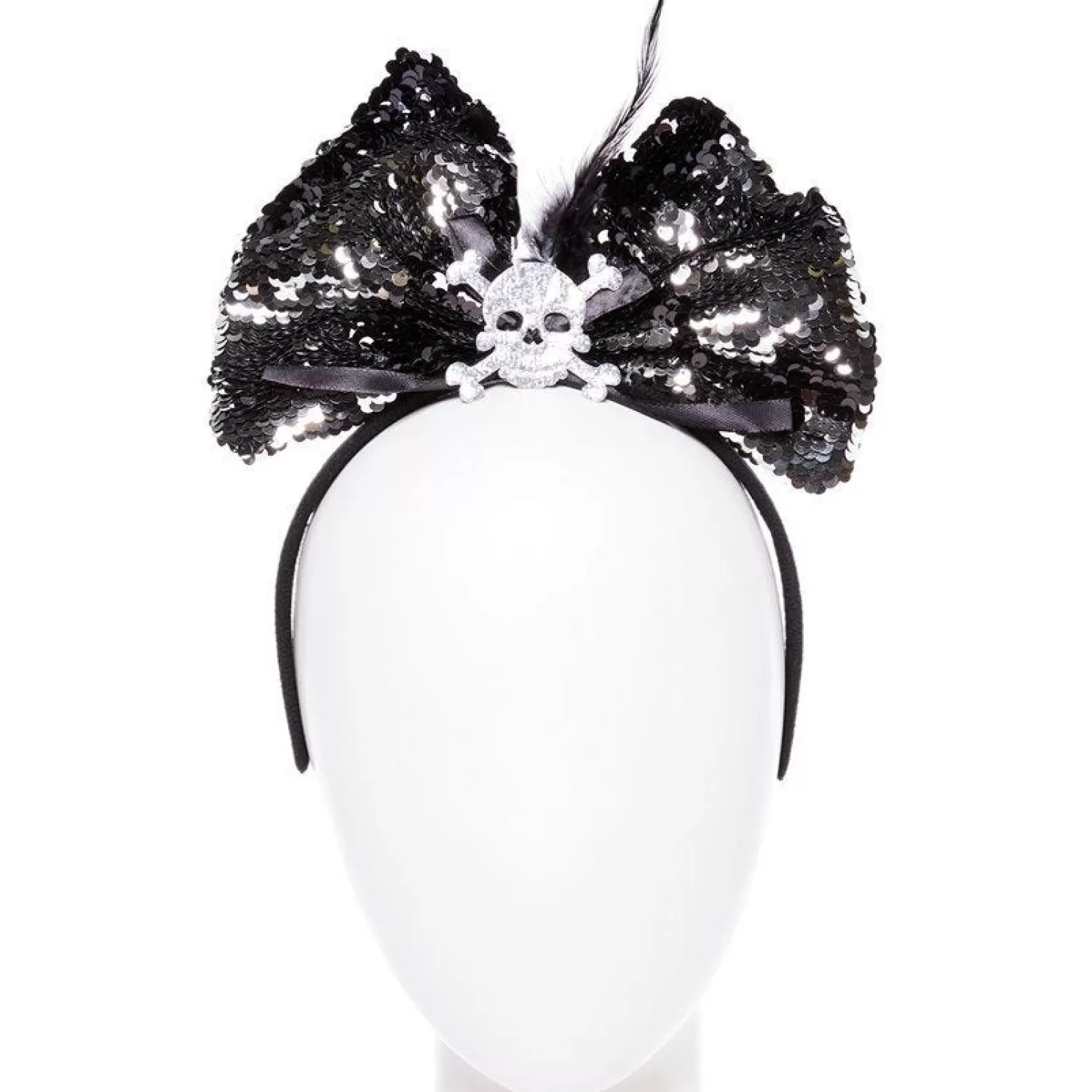 New Party Delights Skeleton Sequin Hair Bow Headband