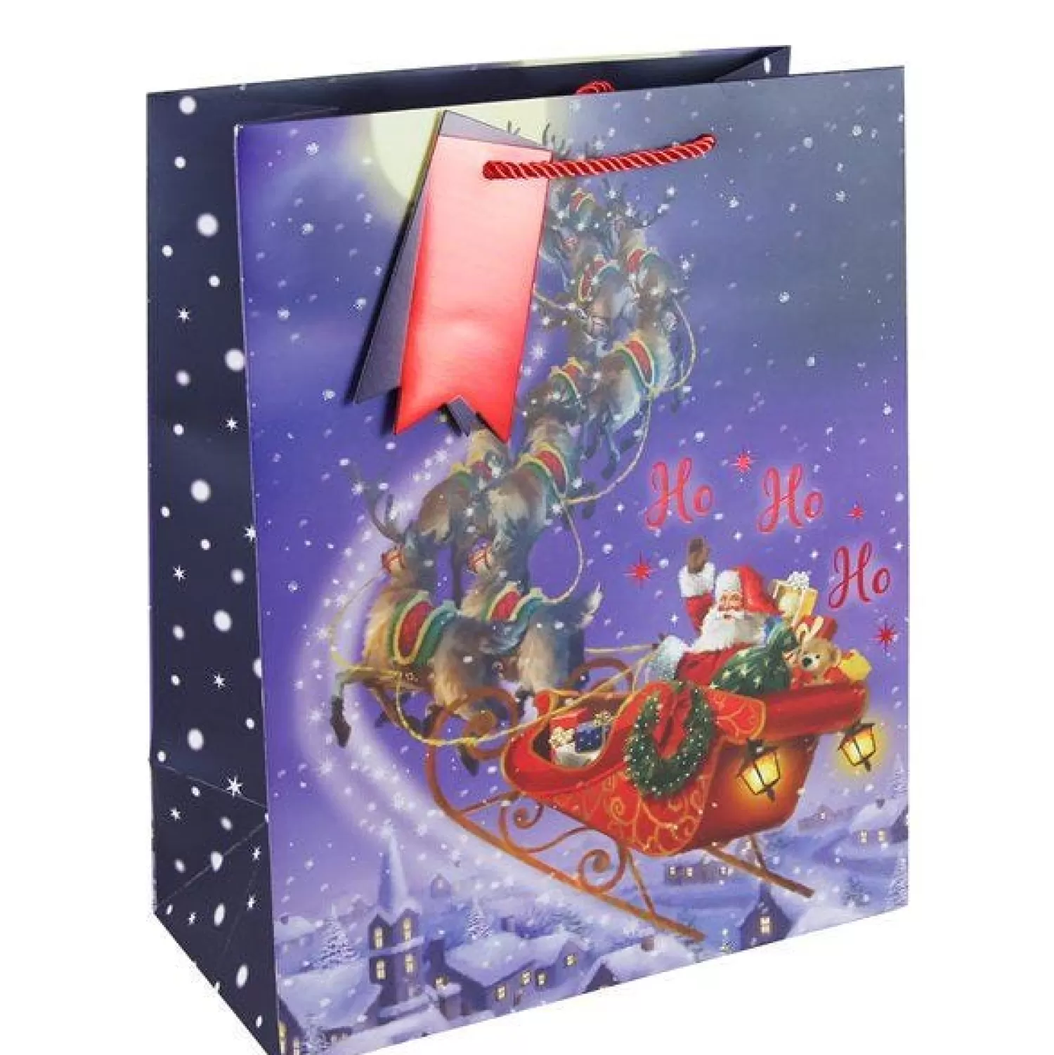 Sleigh Ride Santa Large Gift Bag - 33Cm X 26.5Cm<Party Delights Online