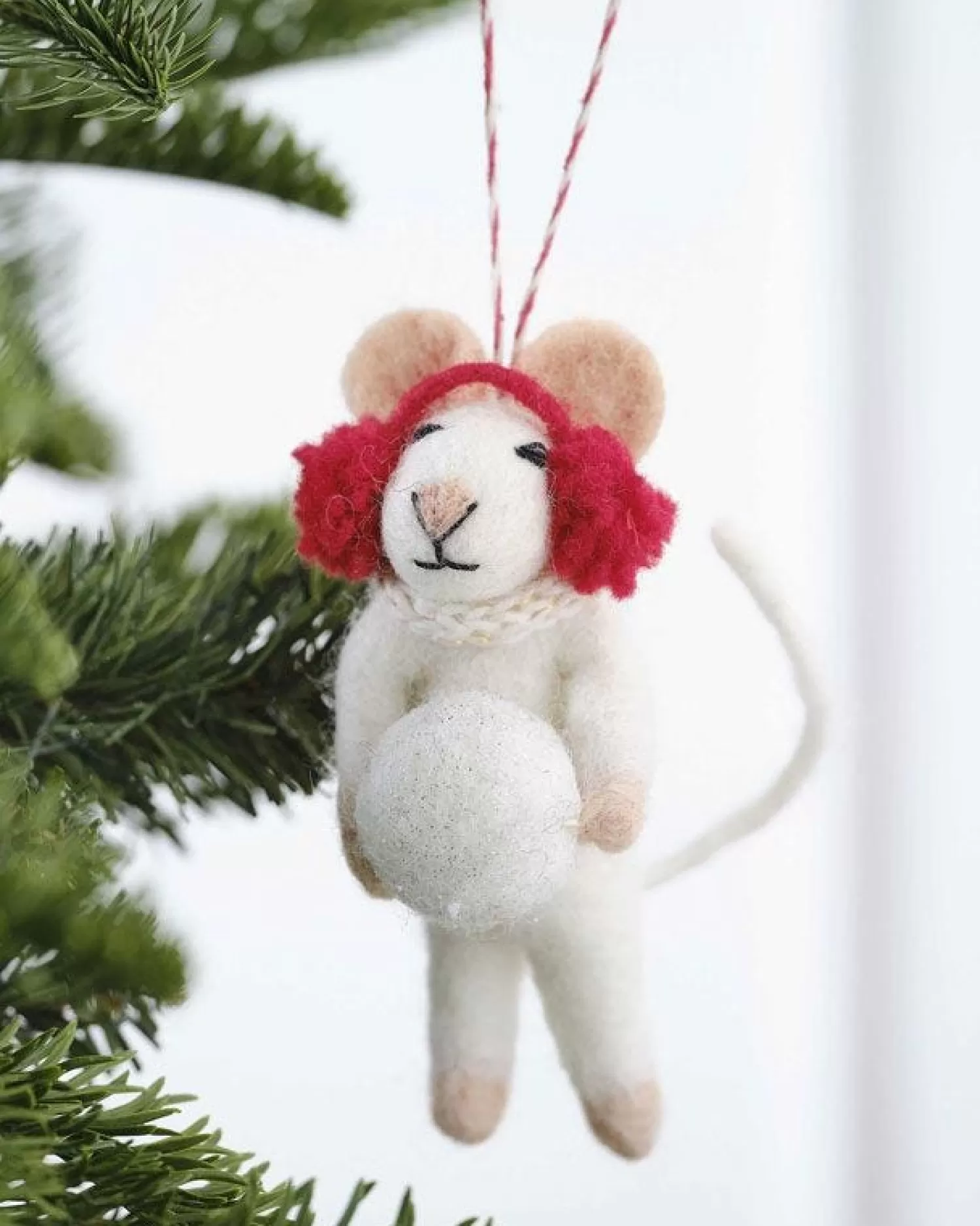 Snowball Mouse Tree Decoration<Party Delights Outlet