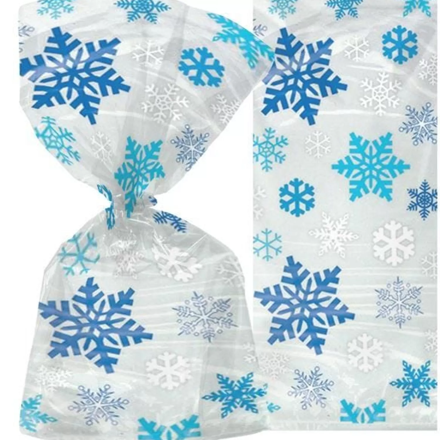 Snowflake Christmas Cello Bags - 30Cm (20Pk)<Party Delights Clearance