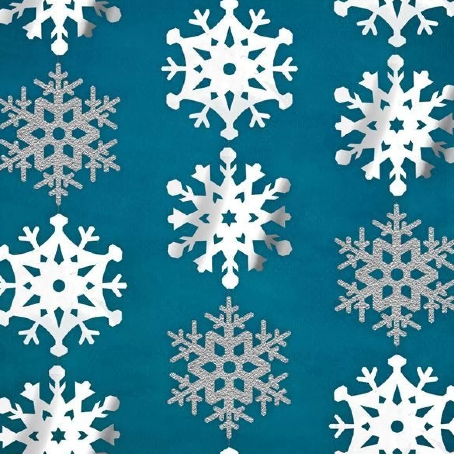 Snowflake Hanging String Decoration - 2.1M (6Pk)<Party Delights Discount