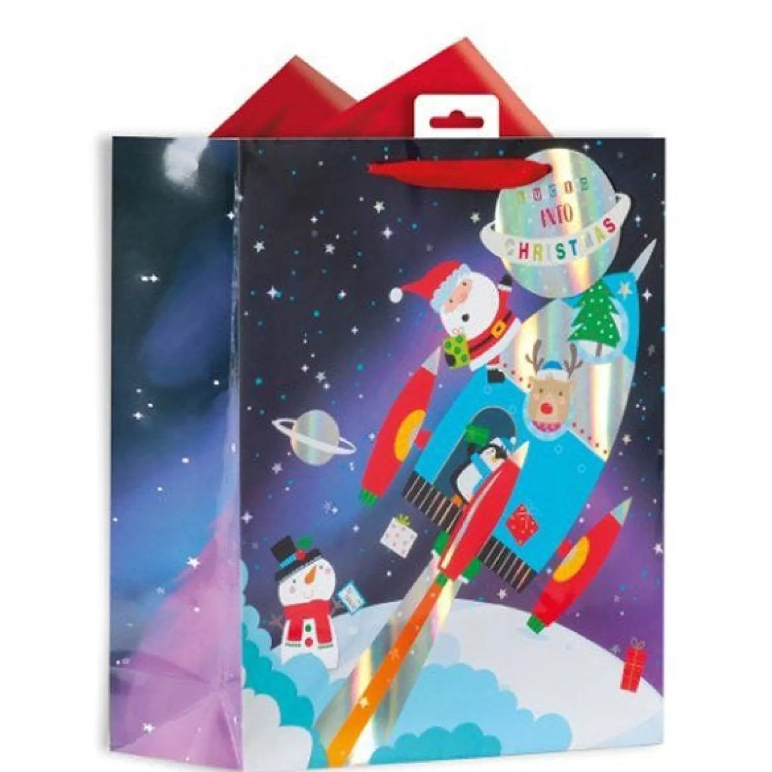 Spaceship Santa Gift Bag - Large<Party Delights Clearance