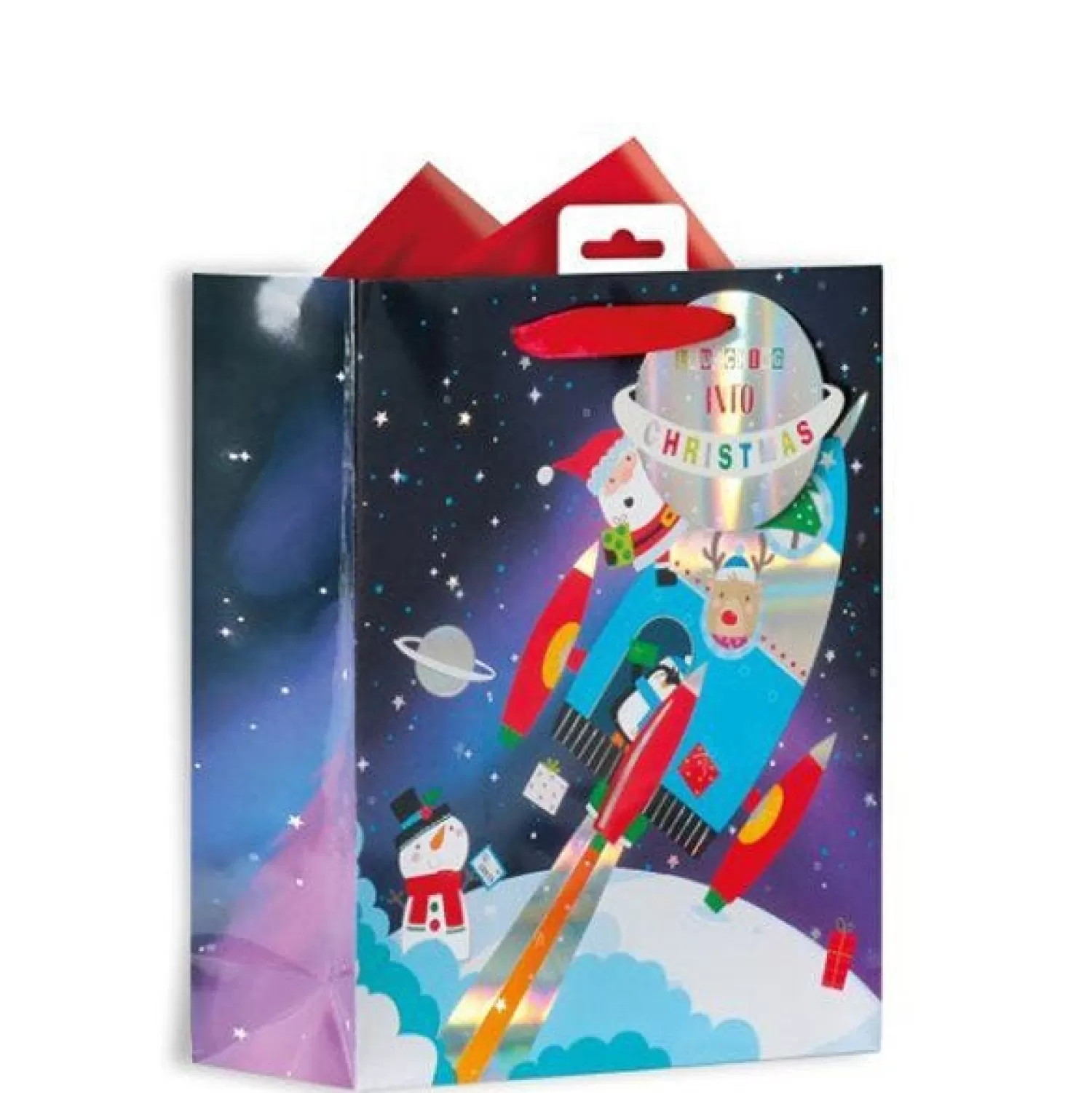 Spaceship Santa Gift Bag - Medium<Party Delights Cheap