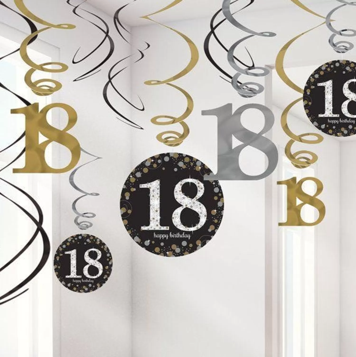 Flash Sale Party Delights Sparkling Celebration 18Th Birthday Hanging Swirls - 45Cm (12Pk)