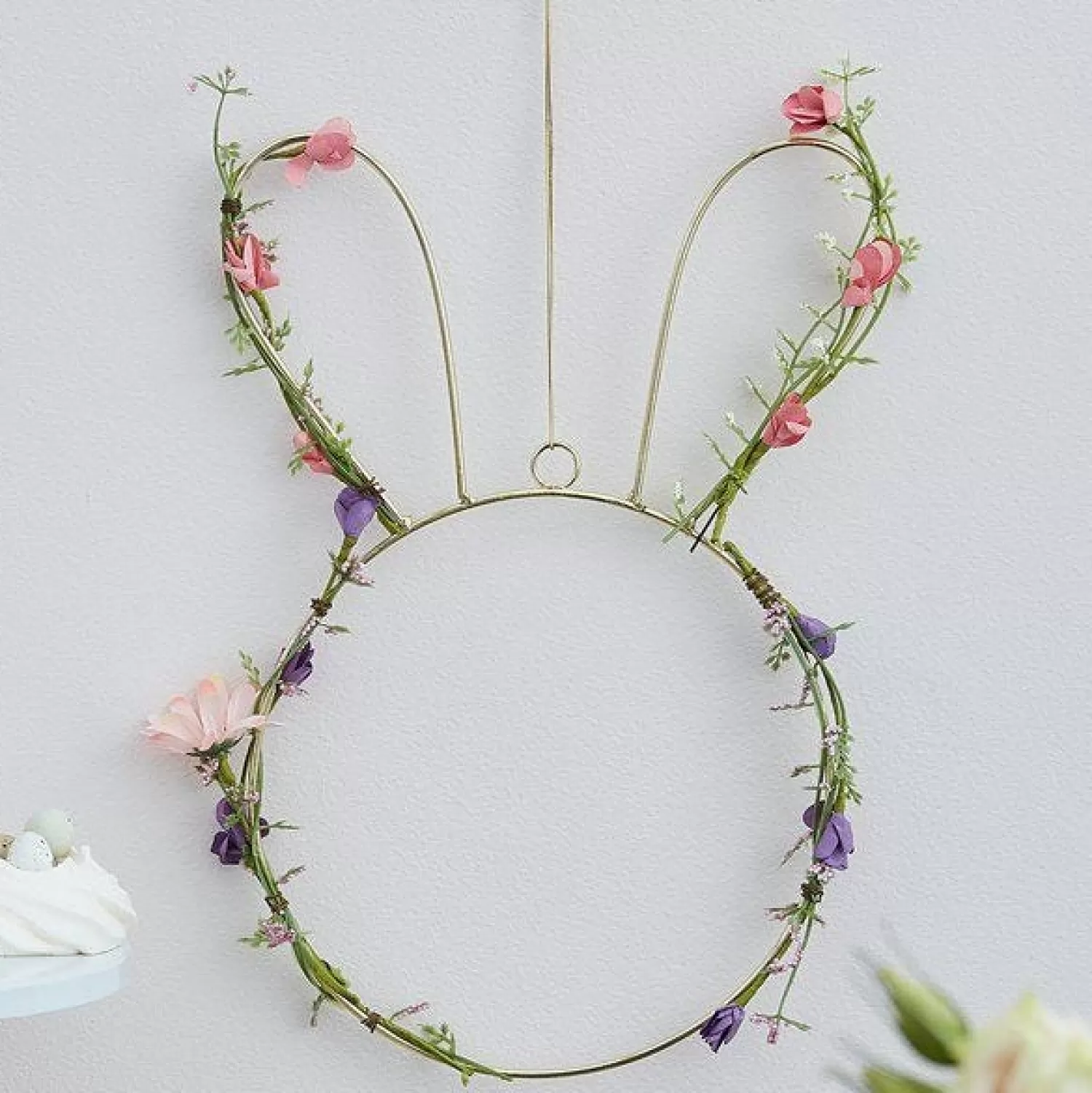 Shop Party Delights Spring Foliage Bunny Wreath - 32Cm