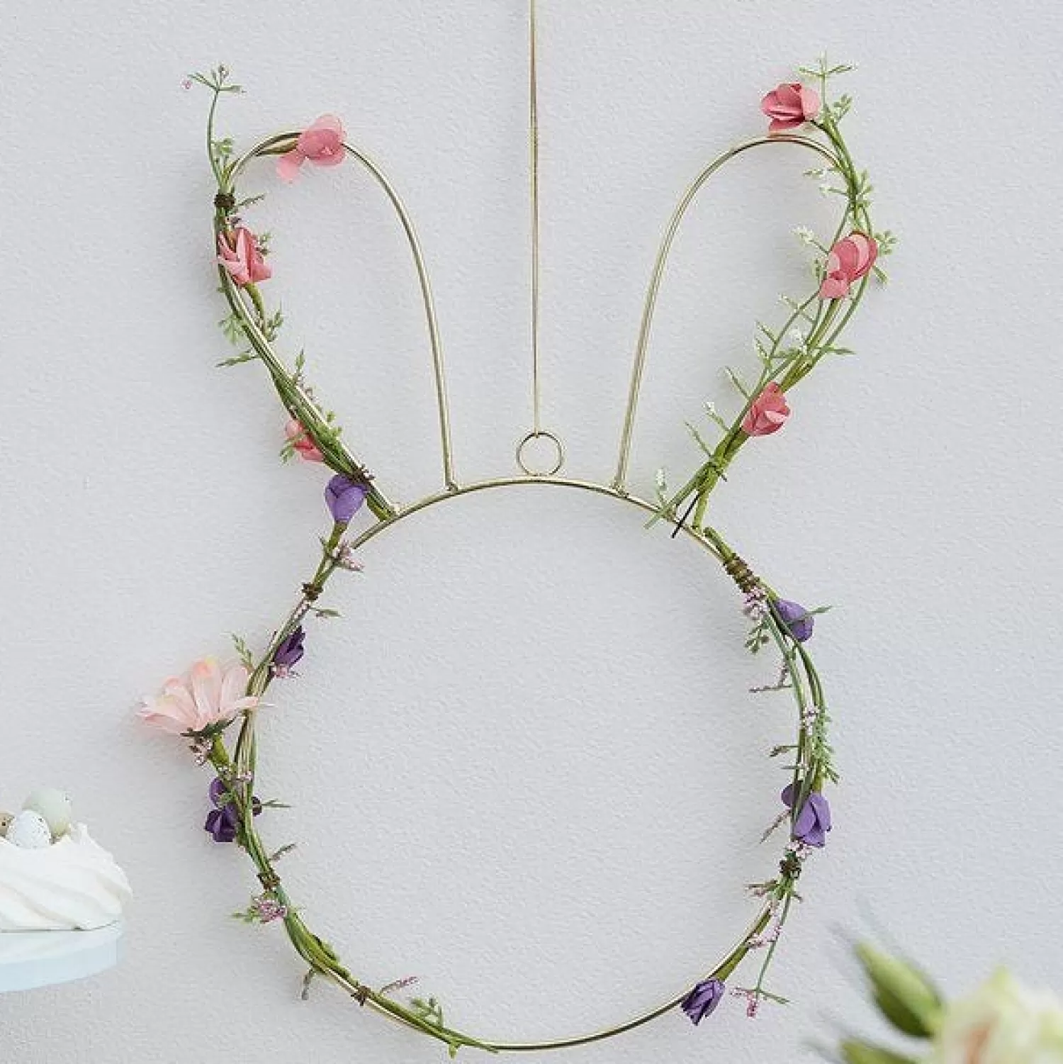 Shop Party Delights Spring Foliage Bunny Wreath - 32Cm