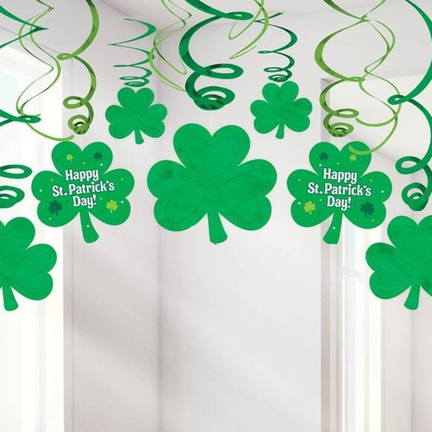 New Party Delights St Patrick's Day Shamrock Hanging Swirls - 60Cm (30Pk)