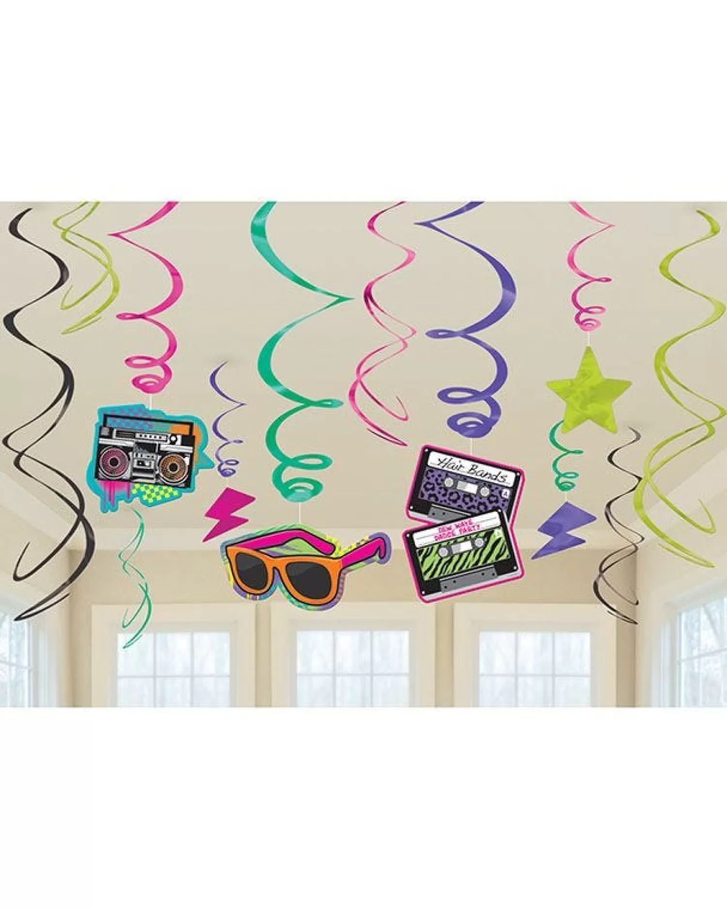 Flash Sale Party Delights Totally 80S Hanging Swirls Decoration (12Pk)