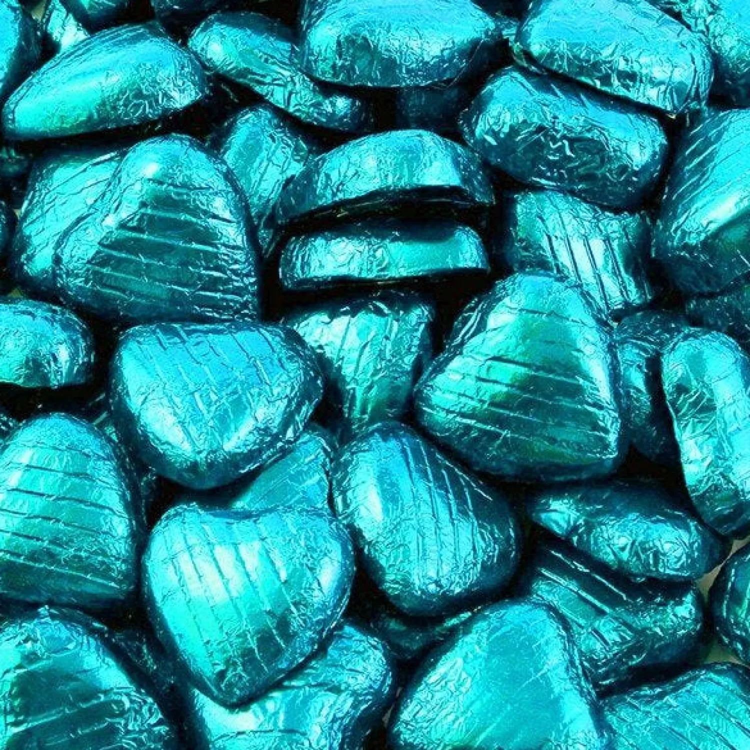 Discount Party Delights Turquoise Foil Chocolate Hearts X100