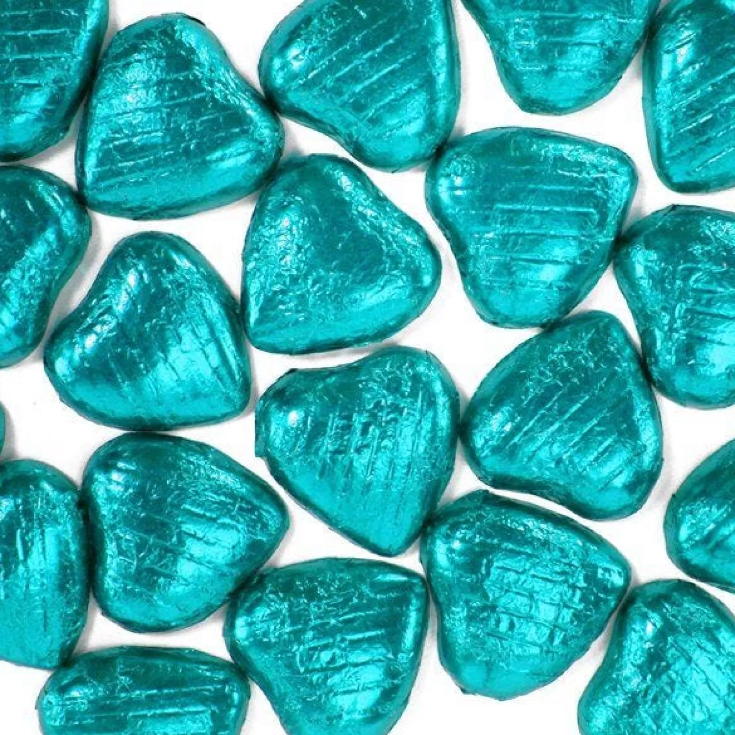 Clearance Party Delights Turquoise Foil Chocolate Hearts X20