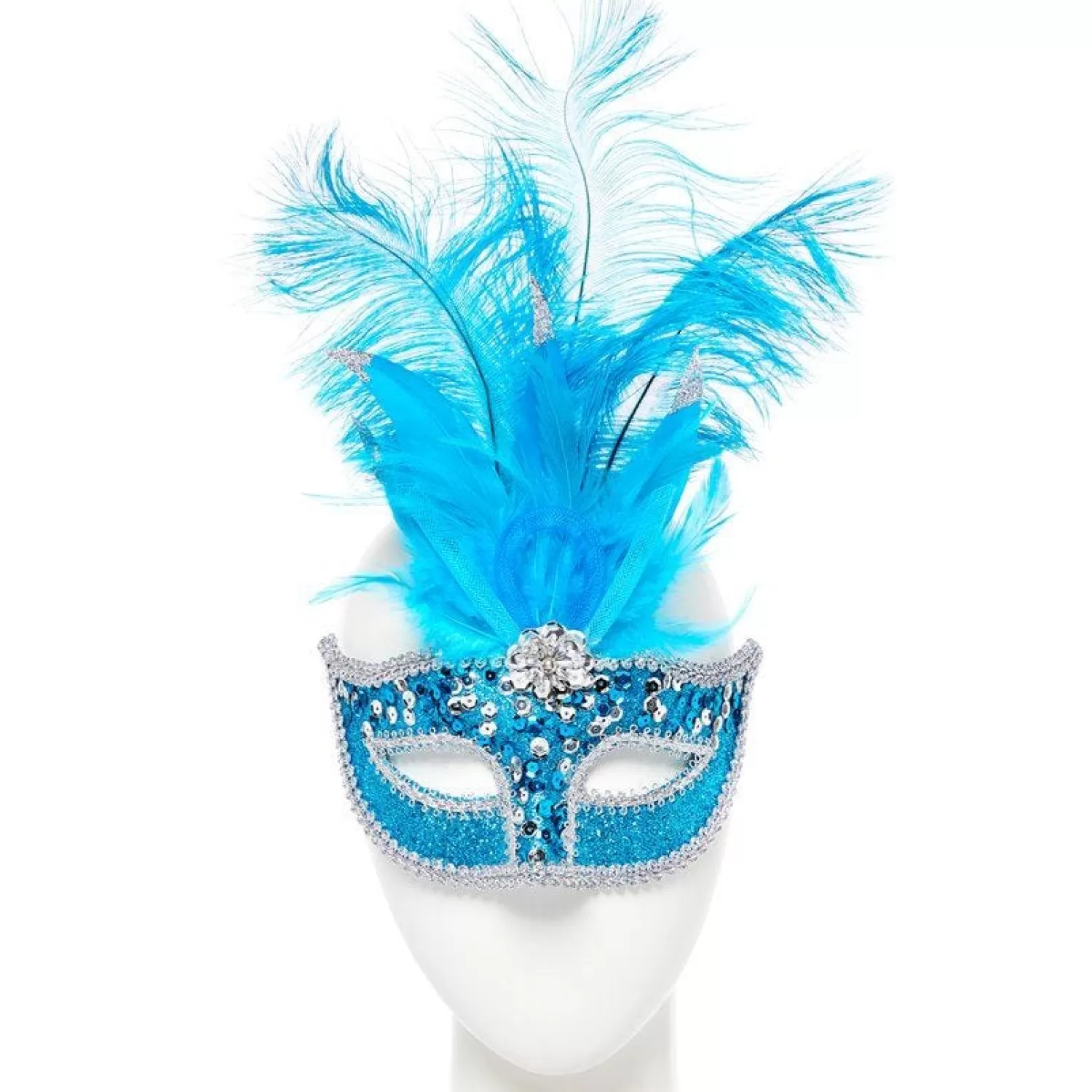 Flash Sale Party Delights Turquoise Masquerade Mask With Sequins