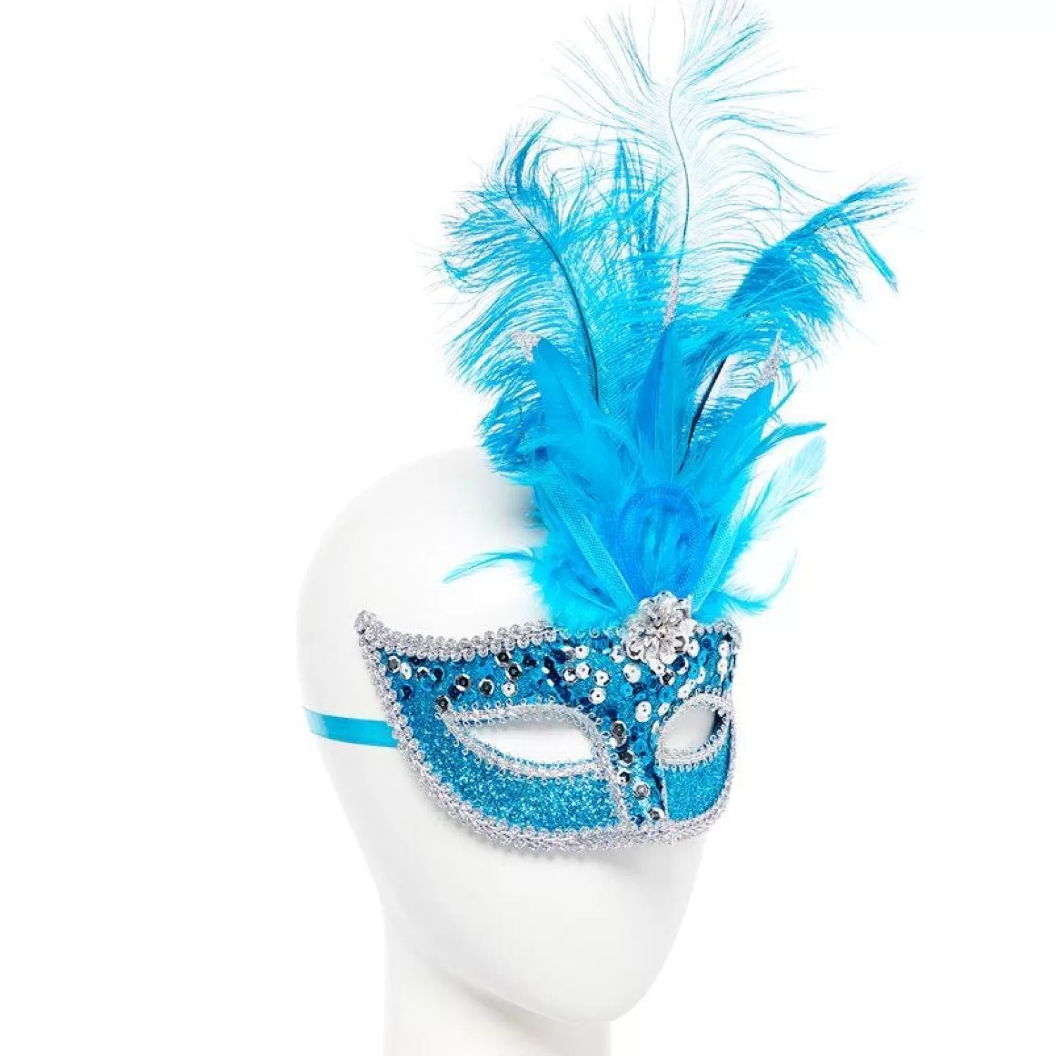 Flash Sale Party Delights Turquoise Masquerade Mask With Sequins