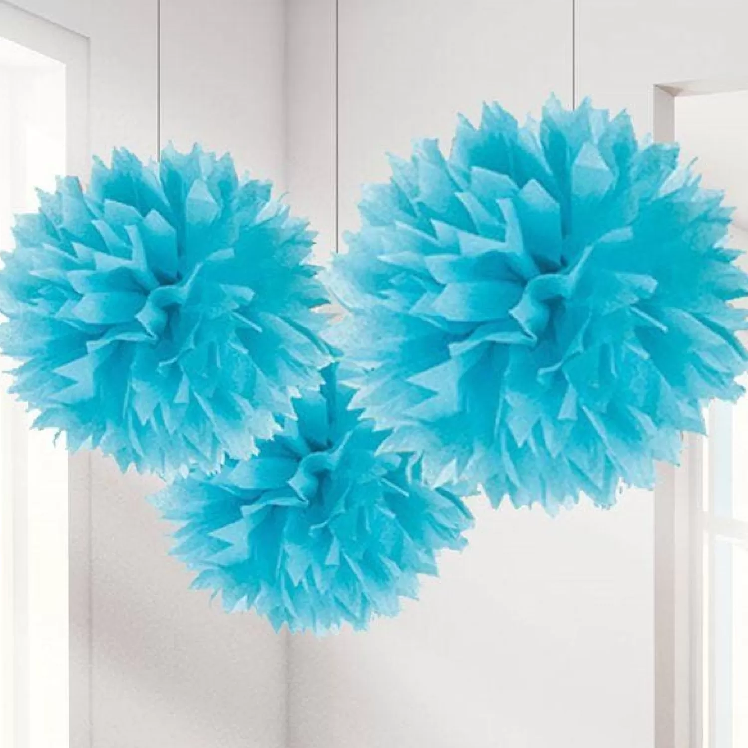 Discount Party Delights Turquoise Pom Pom Decorations - 40Cm (3Pk)