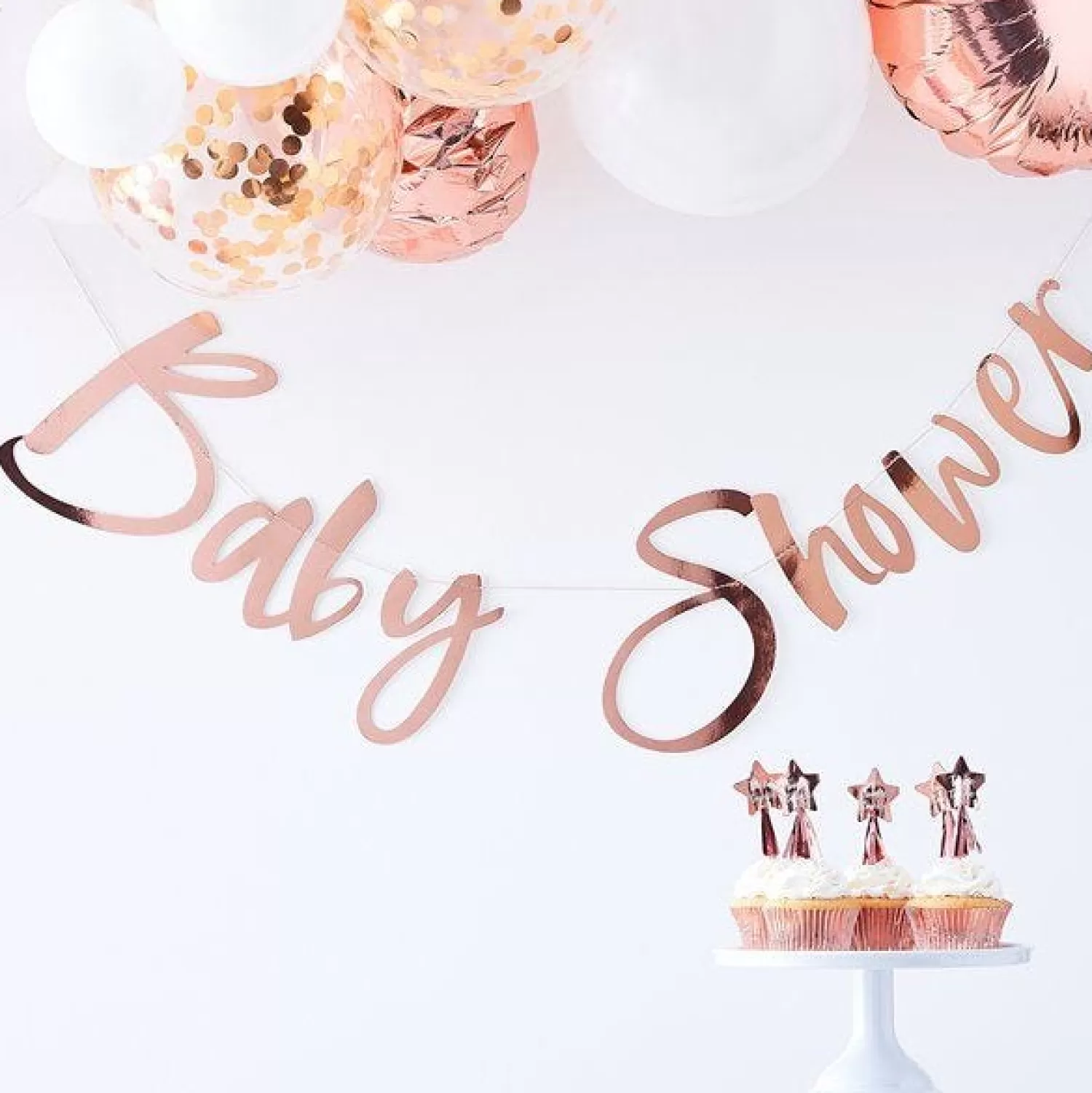 Discount Party Delights Twinkle Twinkle 'Baby Shower' Rose Gold Paper Banner - 1.5M