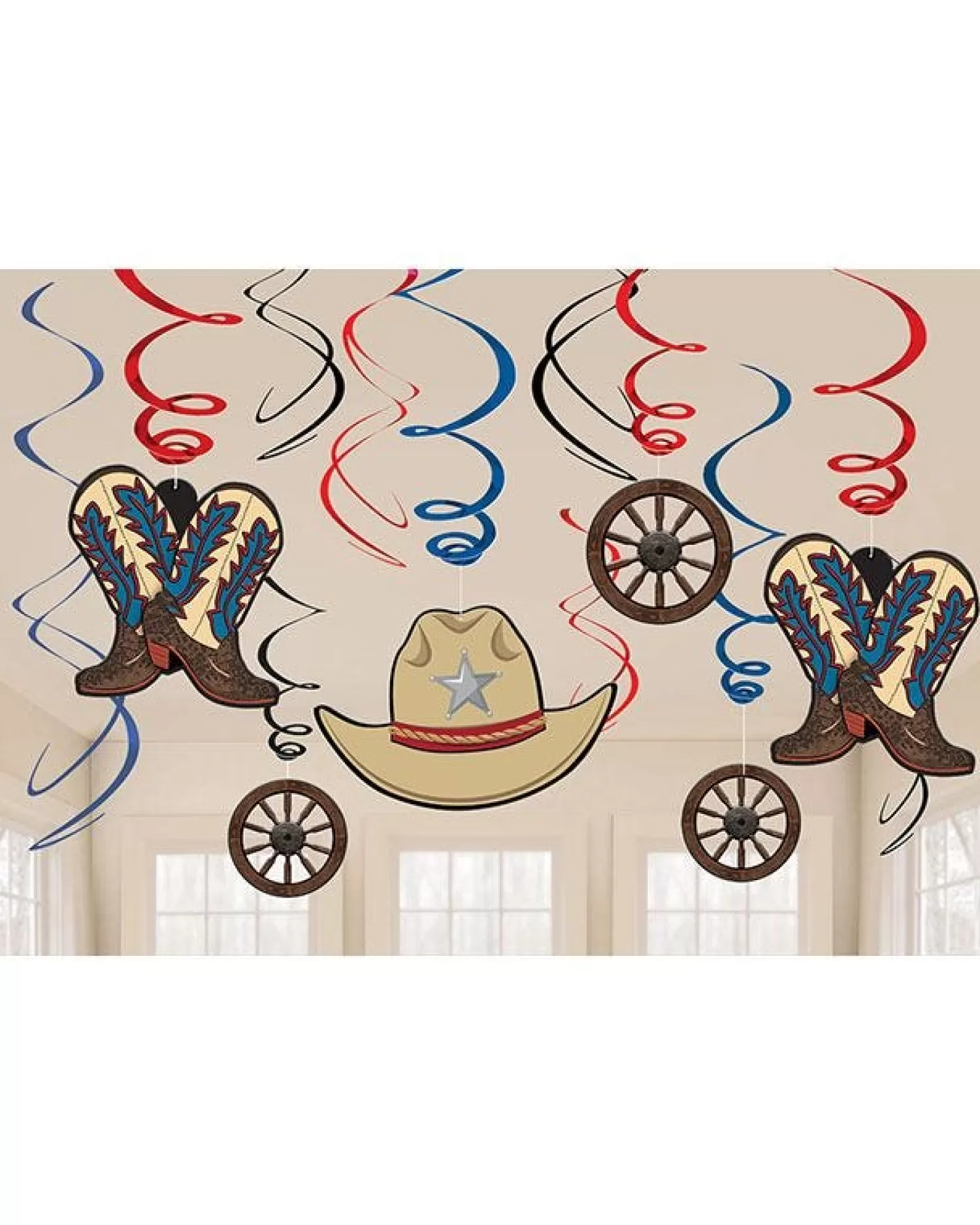 Sale Party Delights Western Party Hanging Swirl Decorations (12Pk)