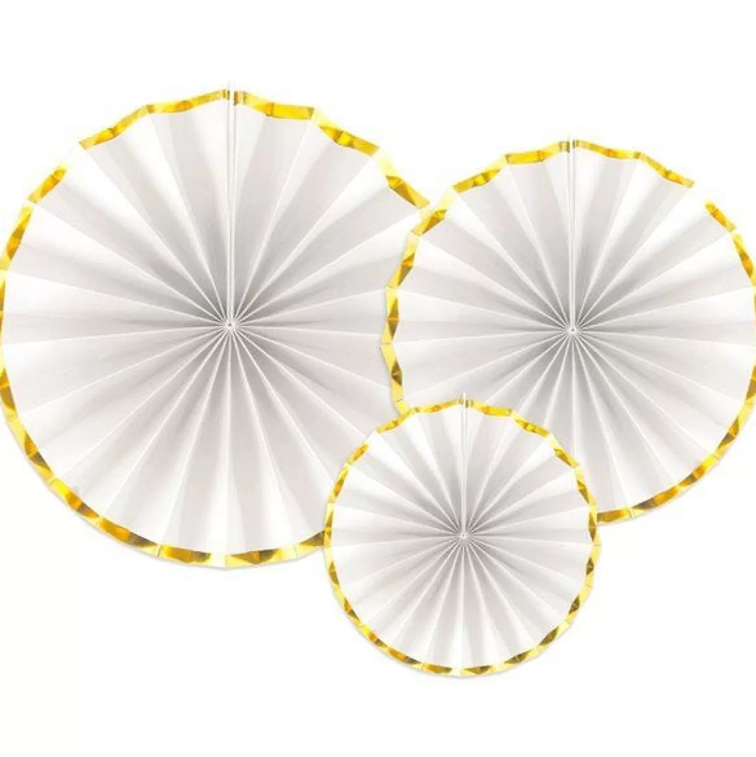 Best Sale Party Delights White & Gold Paper Fans (3Pk)