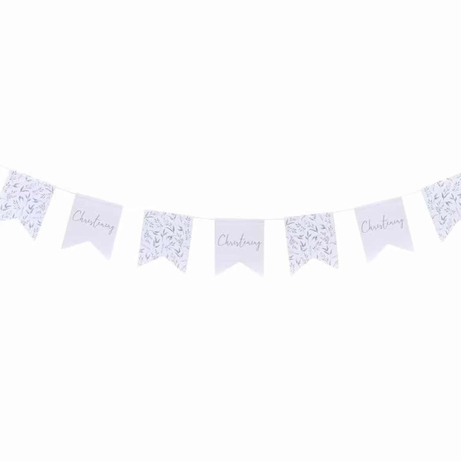 Clearance Party Delights White & Green Botanical Christening Paper Bunting - 2M