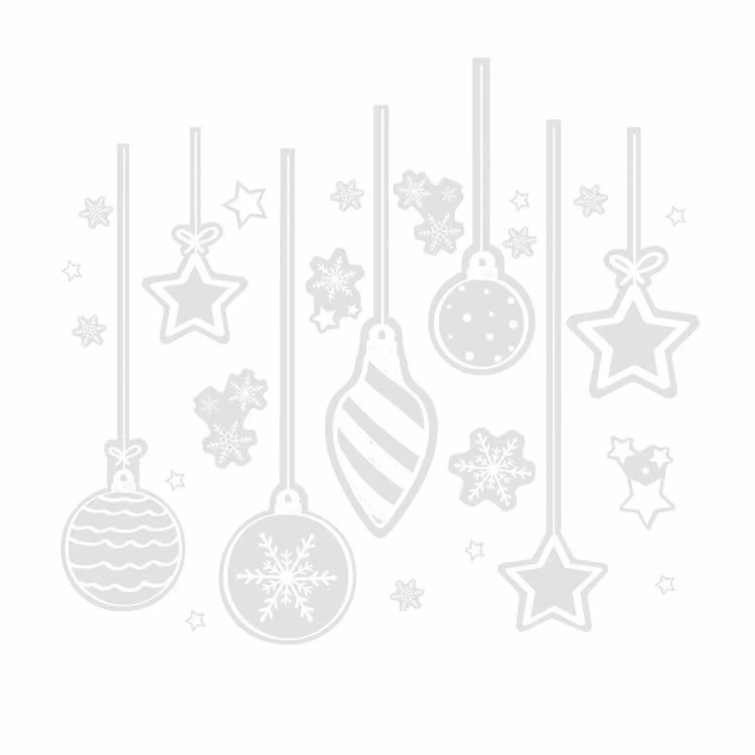 White Bauble, Star & Snowflake Christmas Window Sticker Sheets (3Pk)<Party Delights Best