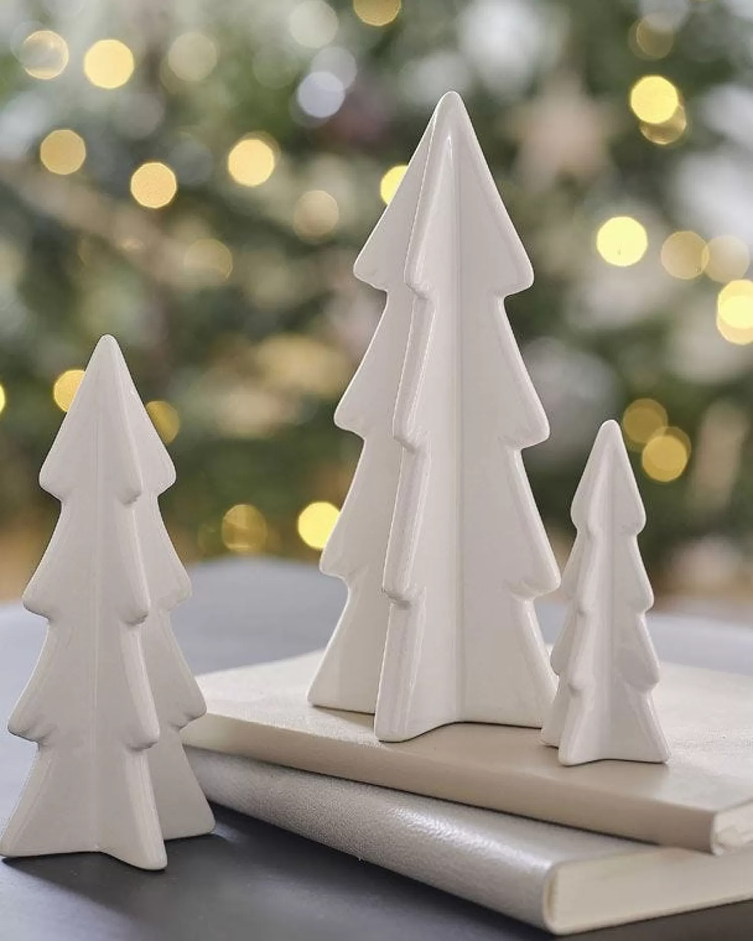 White Ceramic Trees Decoration (3Pk)<Party Delights Flash Sale