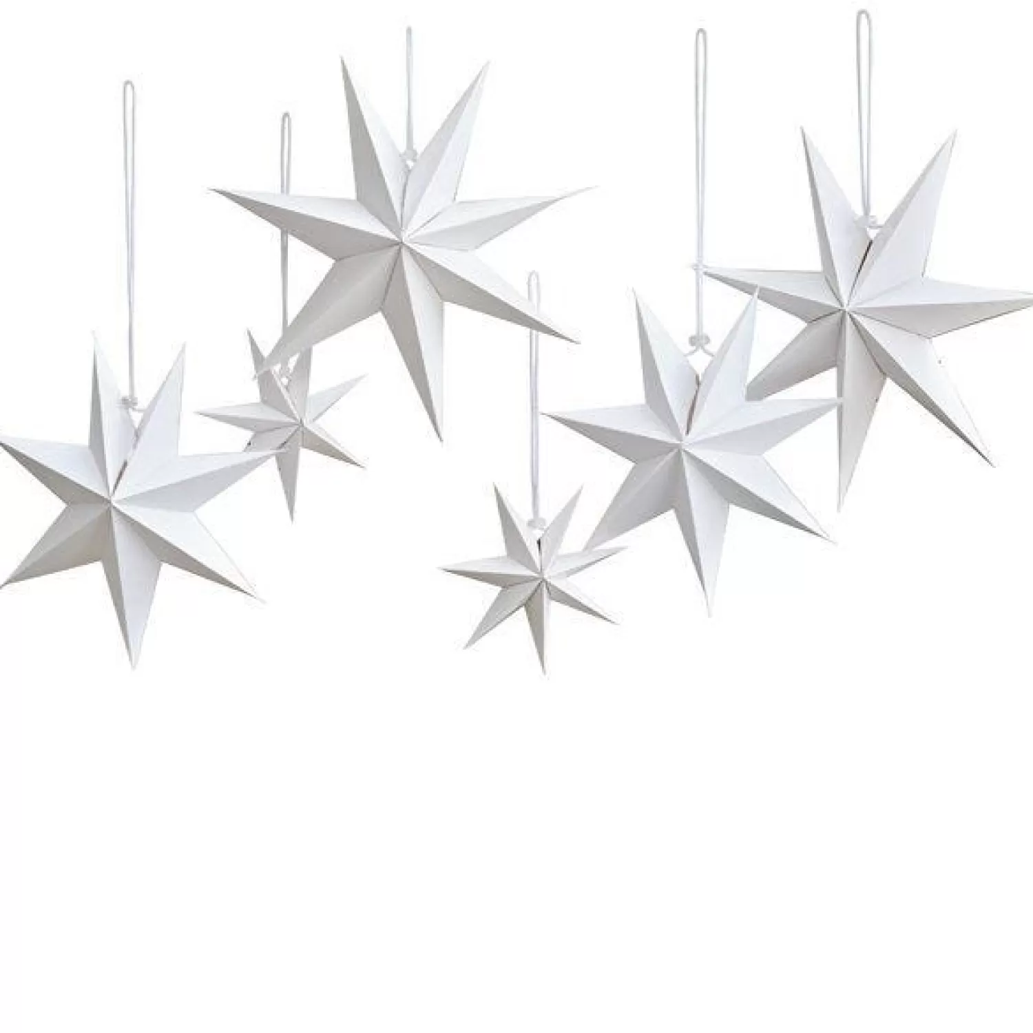 White Paper Hanging Stars (6Pk)<Party Delights Outlet