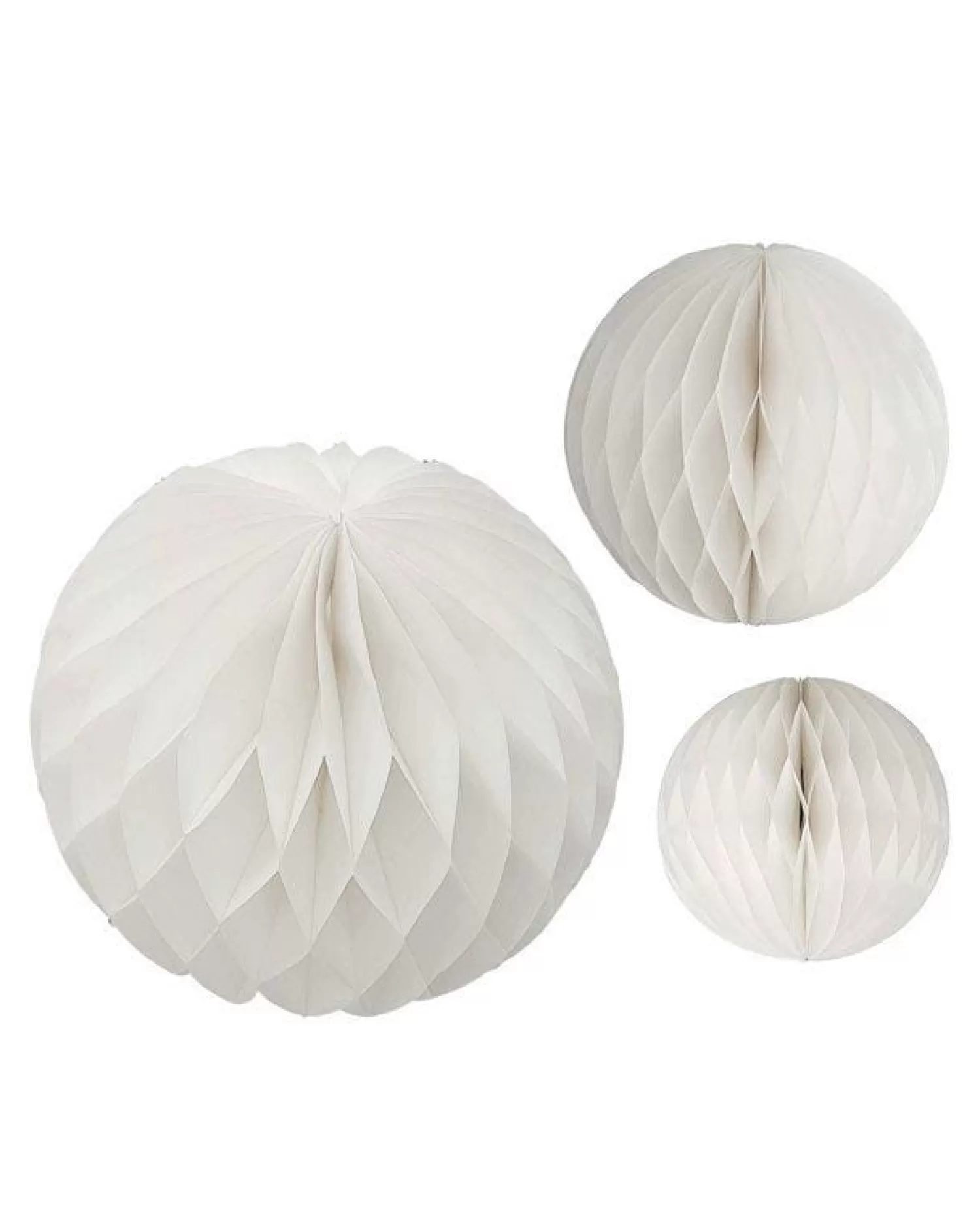 White Paper Honeycomb Hanging Decorations (3Pk)<Party Delights Clearance