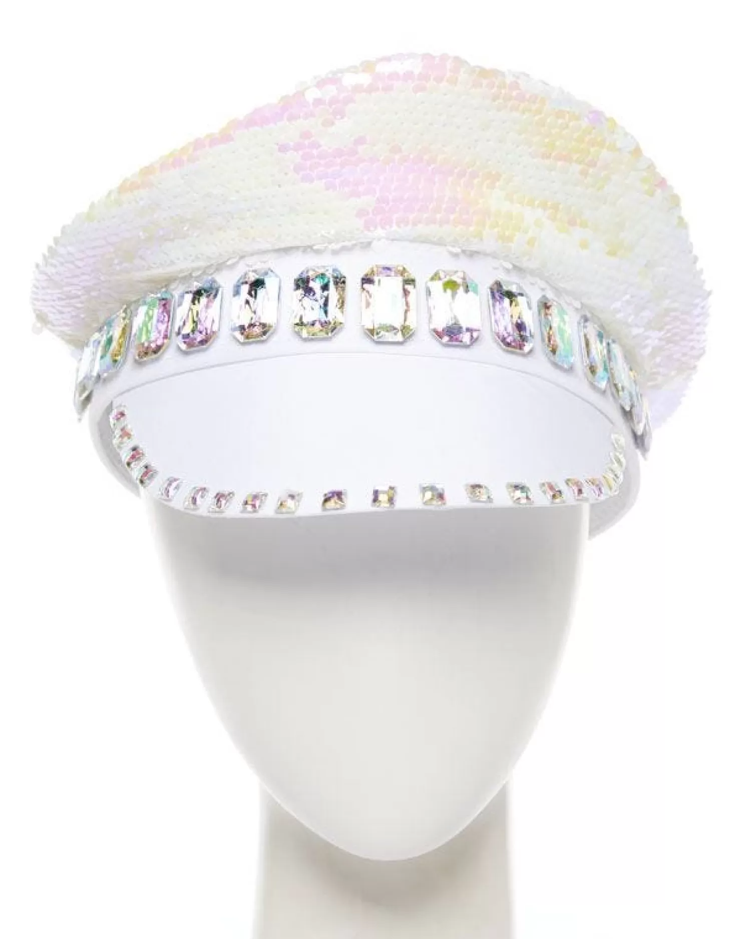 Cheap Party Delights White Reversible Sequin Biker Hat