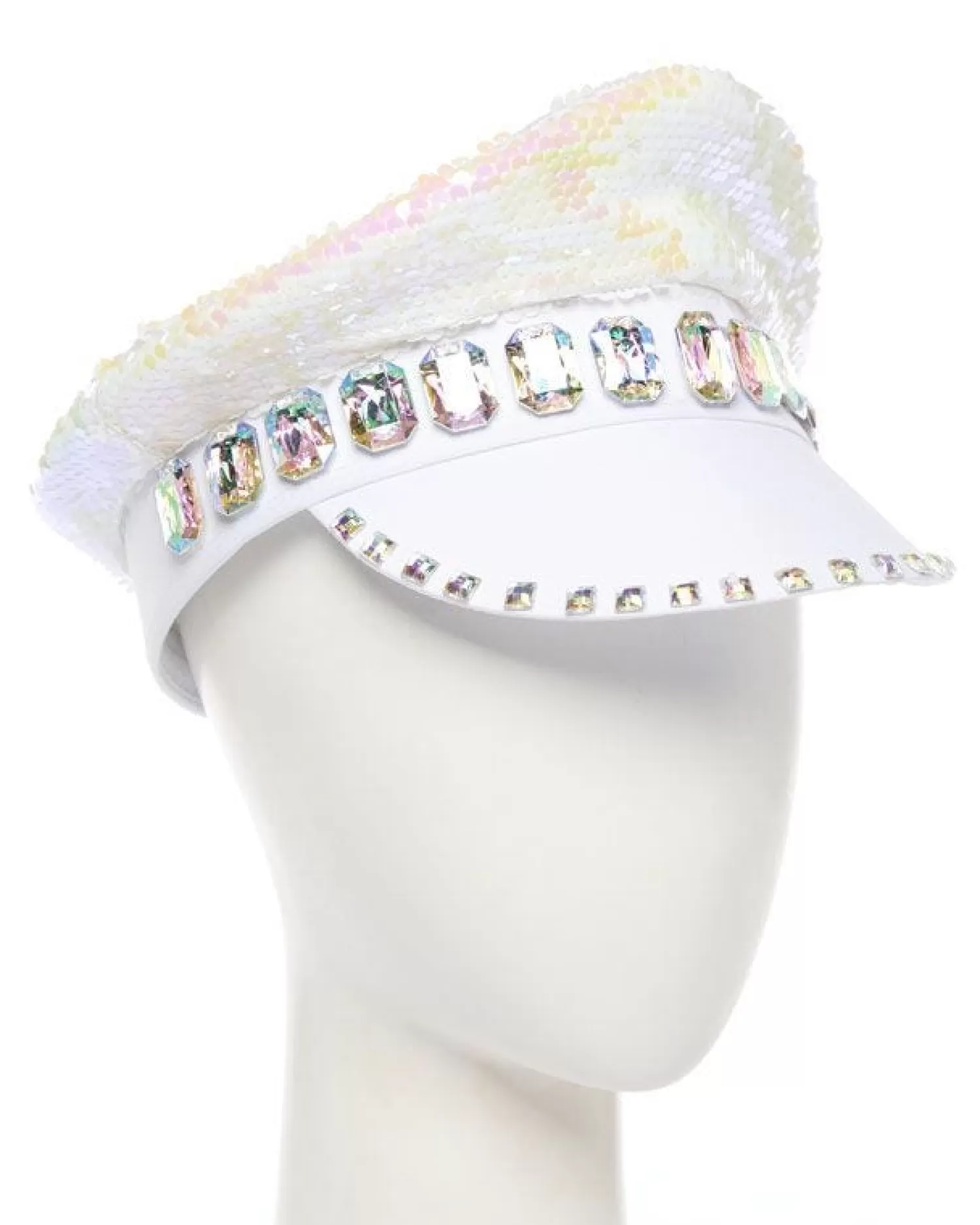 Cheap Party Delights White Reversible Sequin Biker Hat